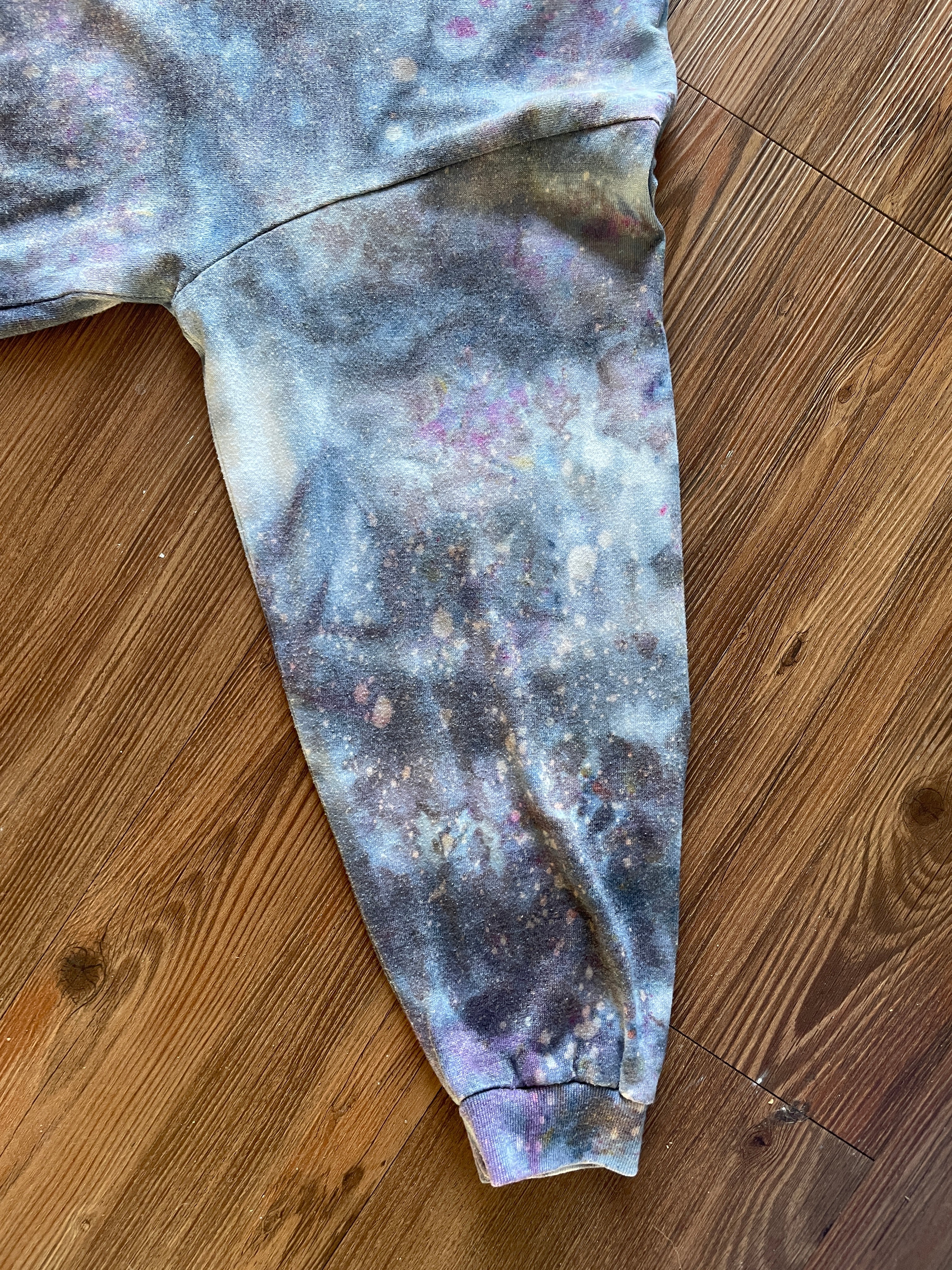 Small Men’s Marble Dye Handmade Tie Dye T-Shirt | White, Grey, and Black Galaxy Dye Long Sleeve