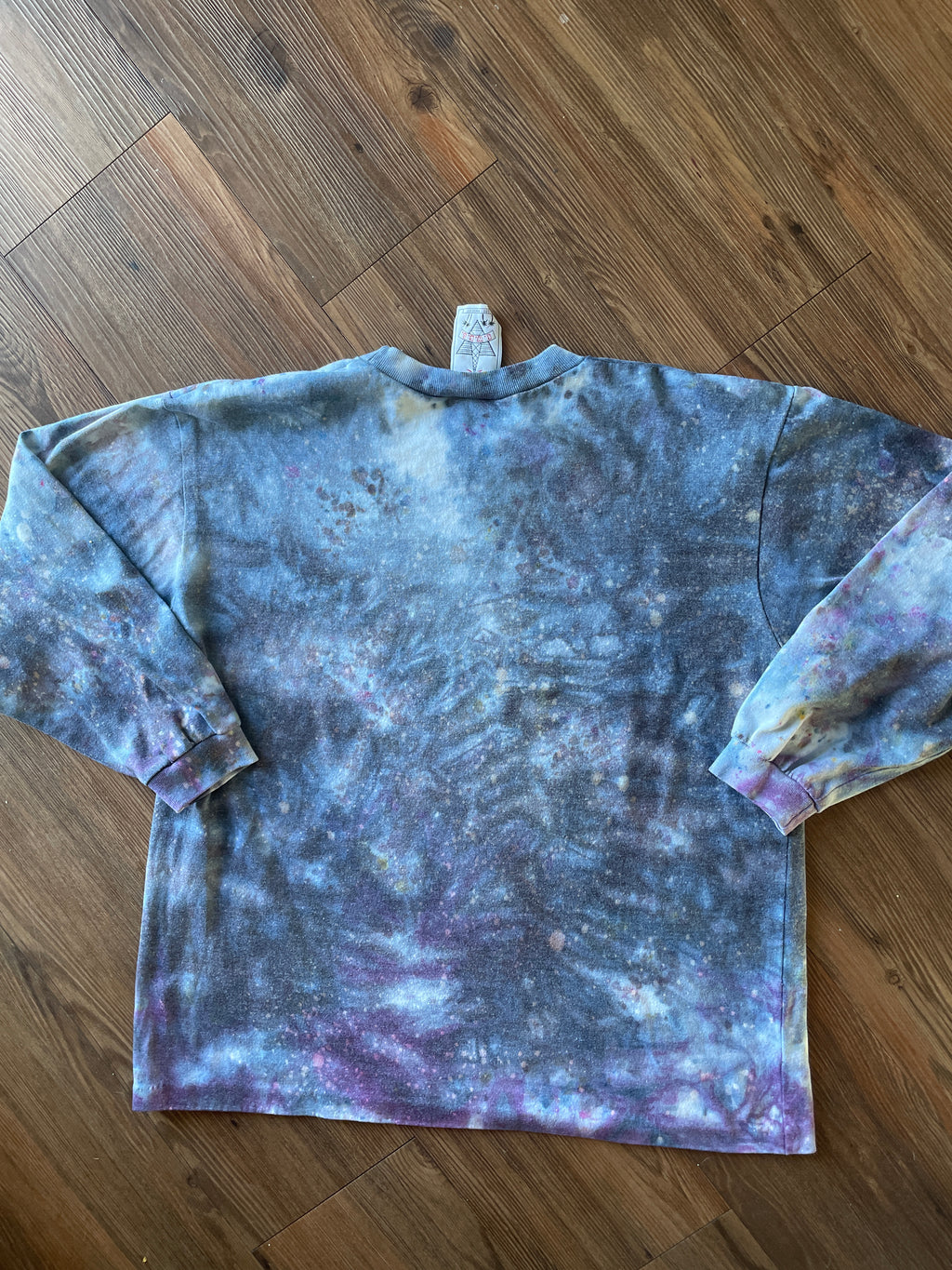 Small Men’s Marble Dye Handmade Tie Dye T-Shirt | White, Grey, and Black Galaxy Dye Long Sleeve
