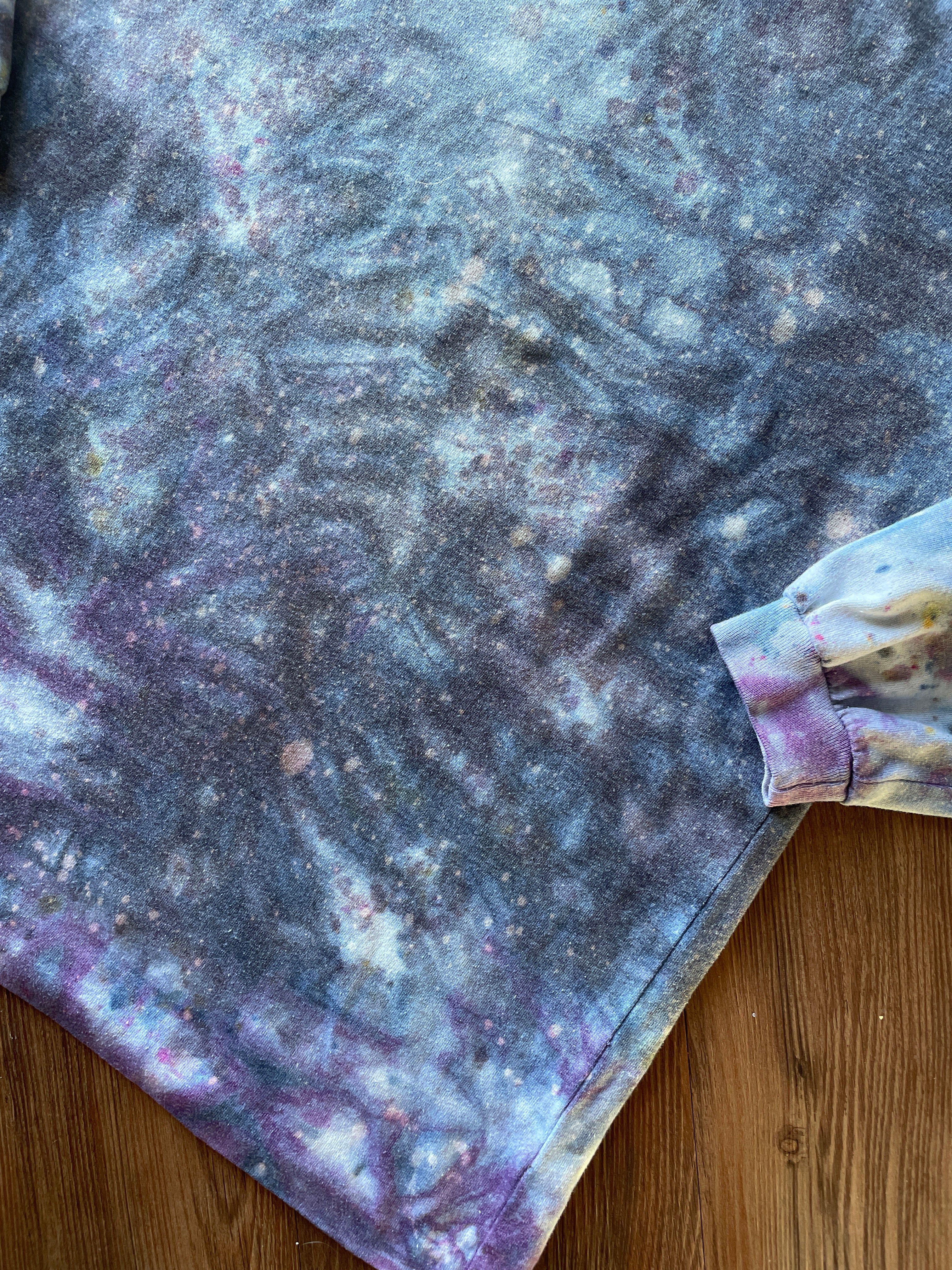 Small Men’s Marble Dye Handmade Tie Dye T-Shirt | White, Grey, and Black Galaxy Dye Long Sleeve