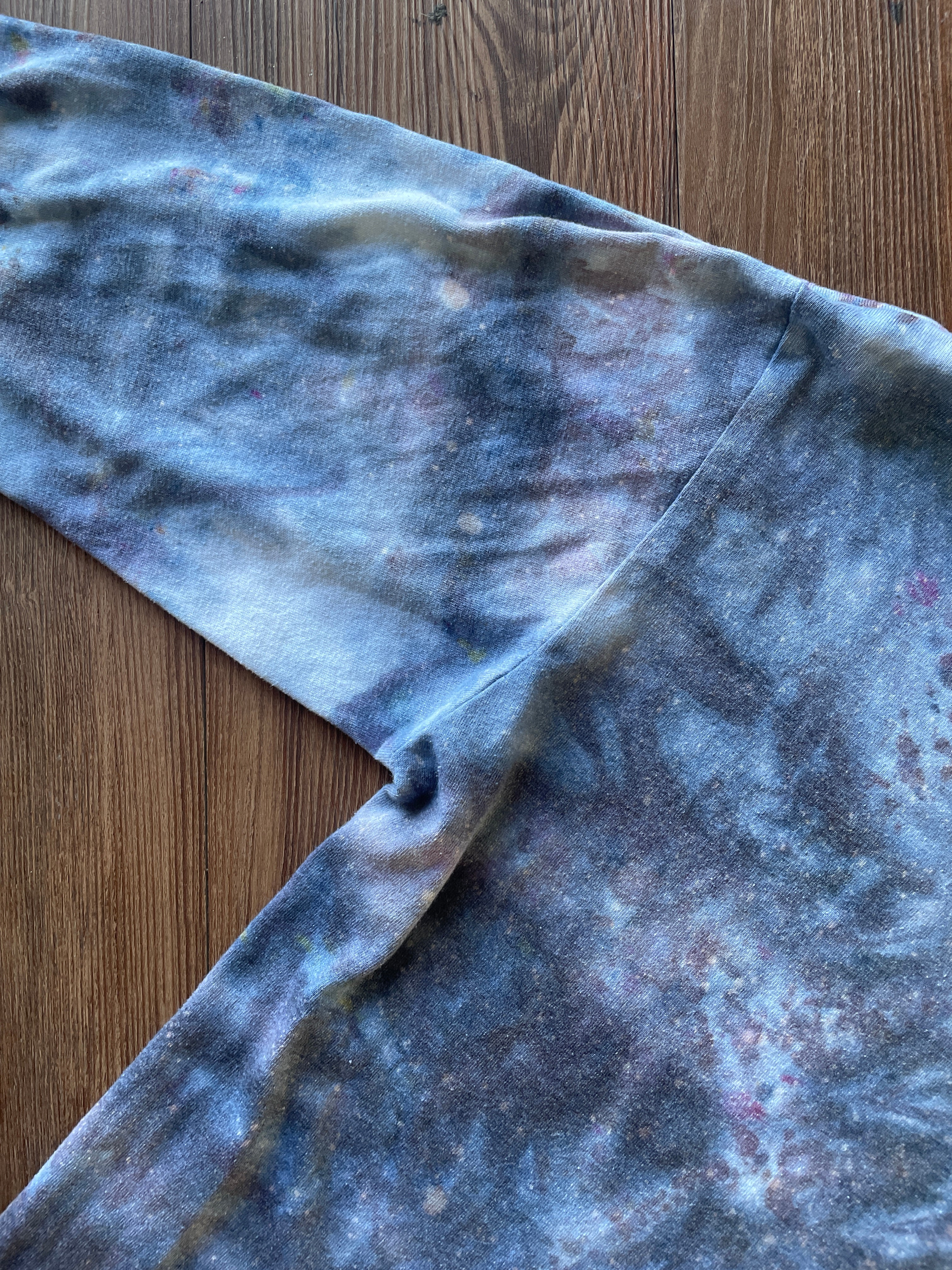 Small Men’s Marble Dye Handmade Tie Dye T-Shirt | White, Grey, and Black Galaxy Dye Long Sleeve