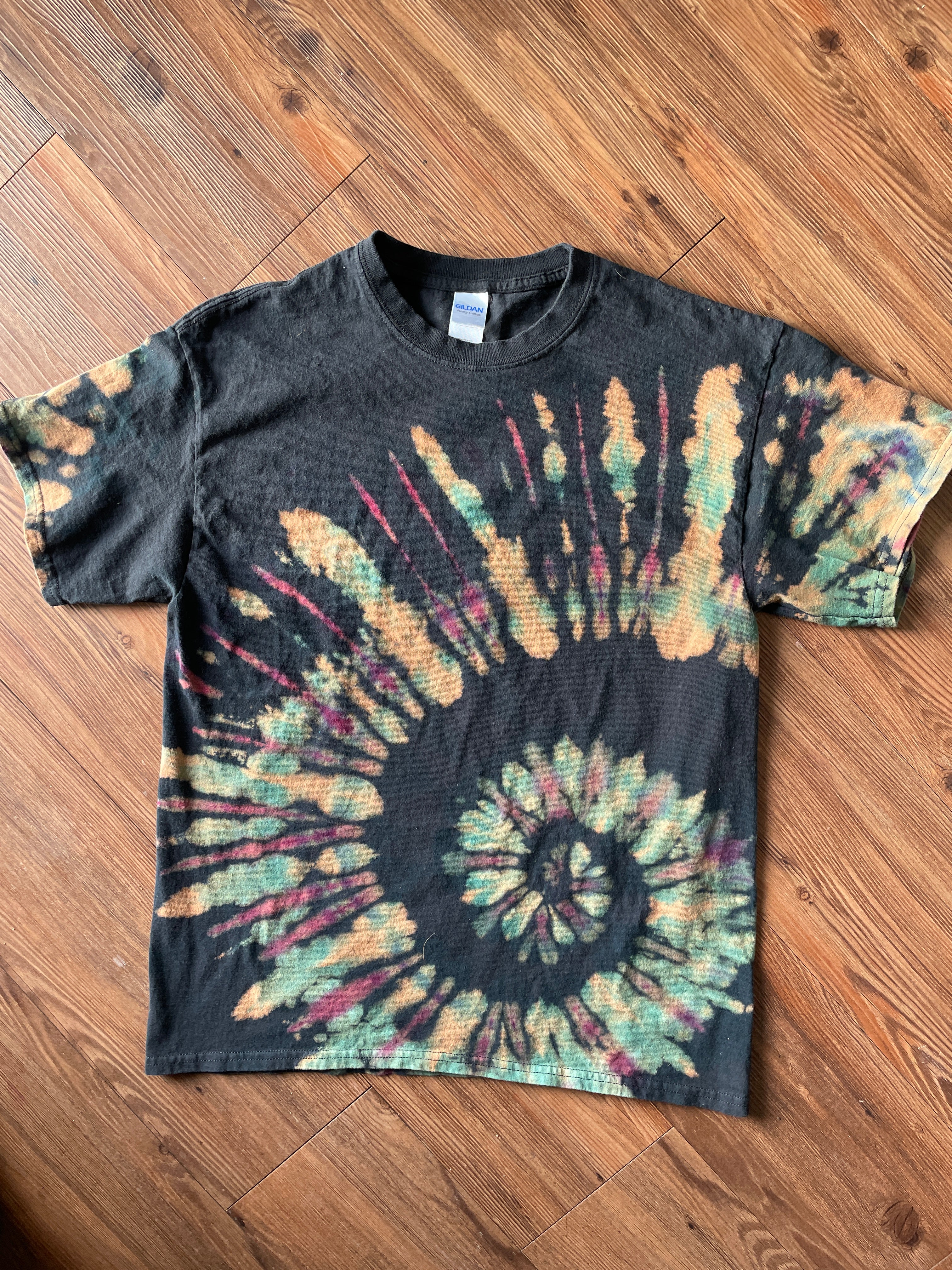 LARGE Men's Half Galaxy Tie Dye T-Short | Black, Blue, Purple Ice Dye Short Sleeve Tee