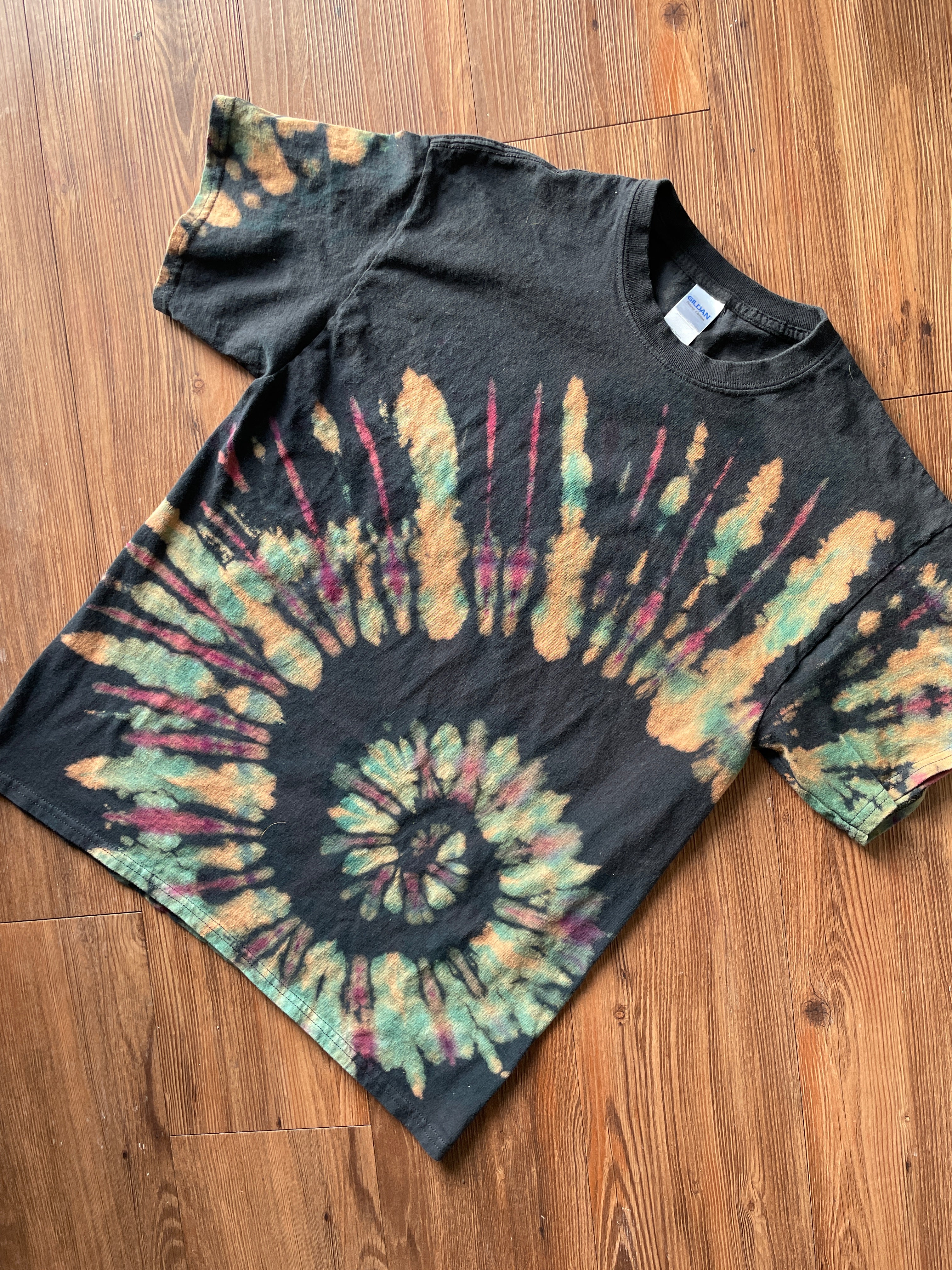 LARGE Men's Half Galaxy Tie Dye T-Short | Black, Blue, Purple Ice Dye Short Sleeve Tee
