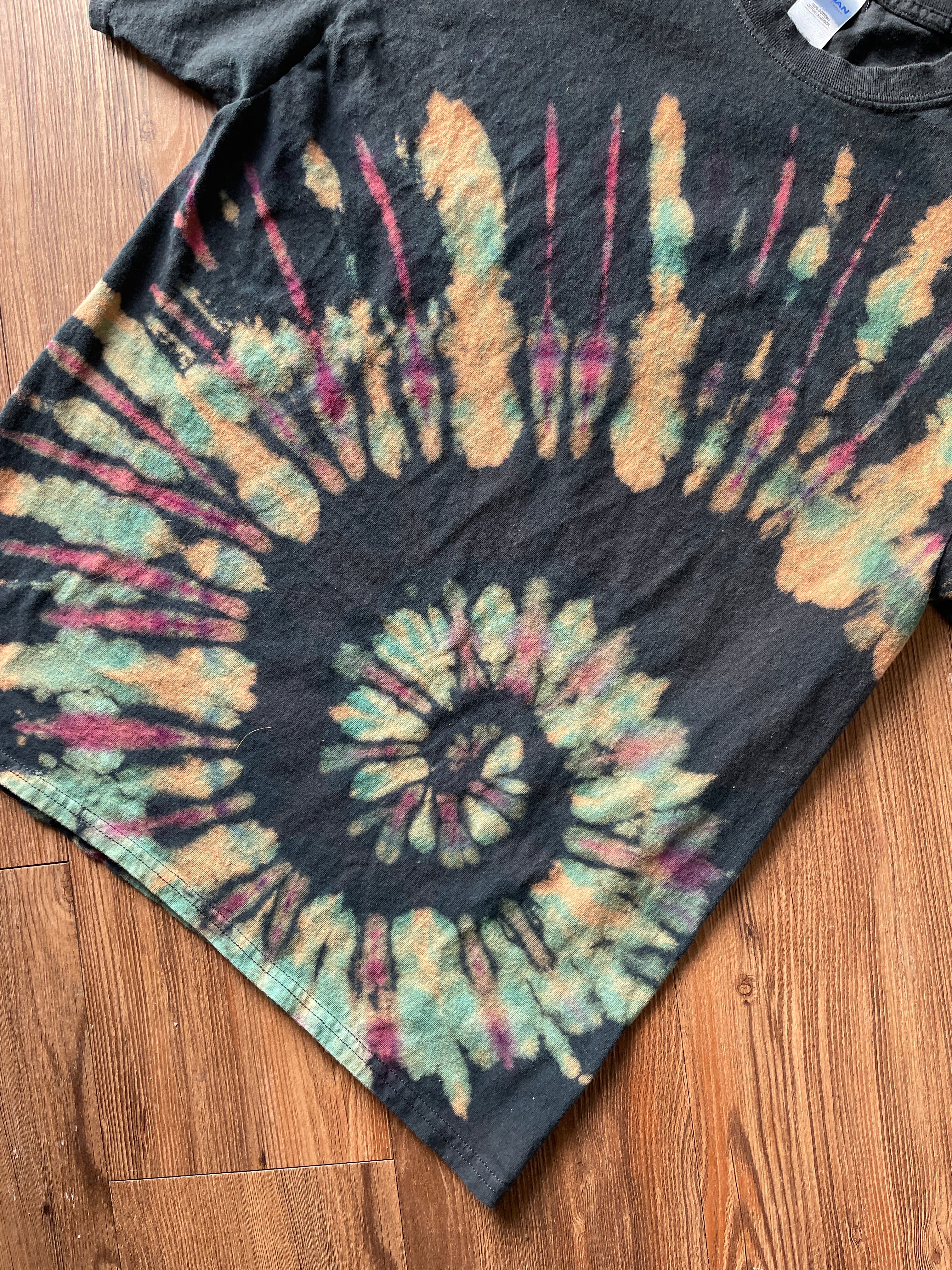 LARGE Men's Half Galaxy Tie Dye T-Short | Black, Blue, Purple Ice Dye Short Sleeve Tee