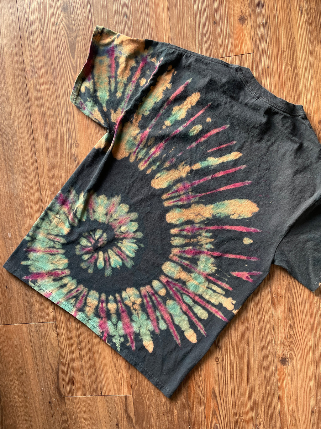 LARGE Men's Half Galaxy Tie Dye T-Short | Black, Blue, Purple Ice Dye Short Sleeve Tee