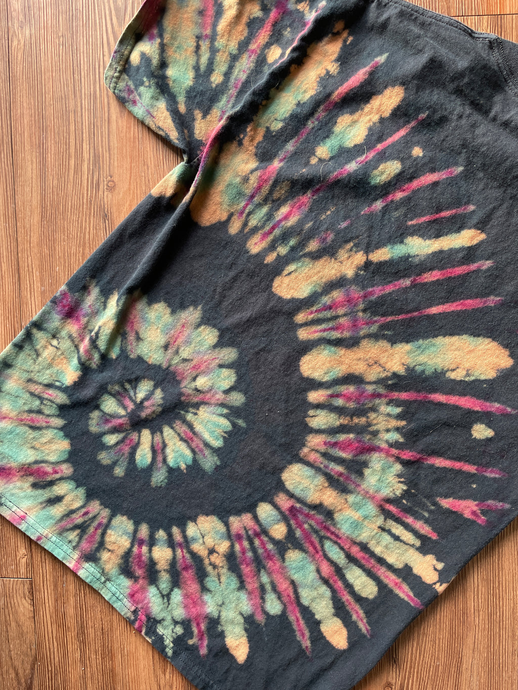 LARGE Men's Half Galaxy Tie Dye T-Short | Black, Blue, Purple Ice Dye Short Sleeve Tee