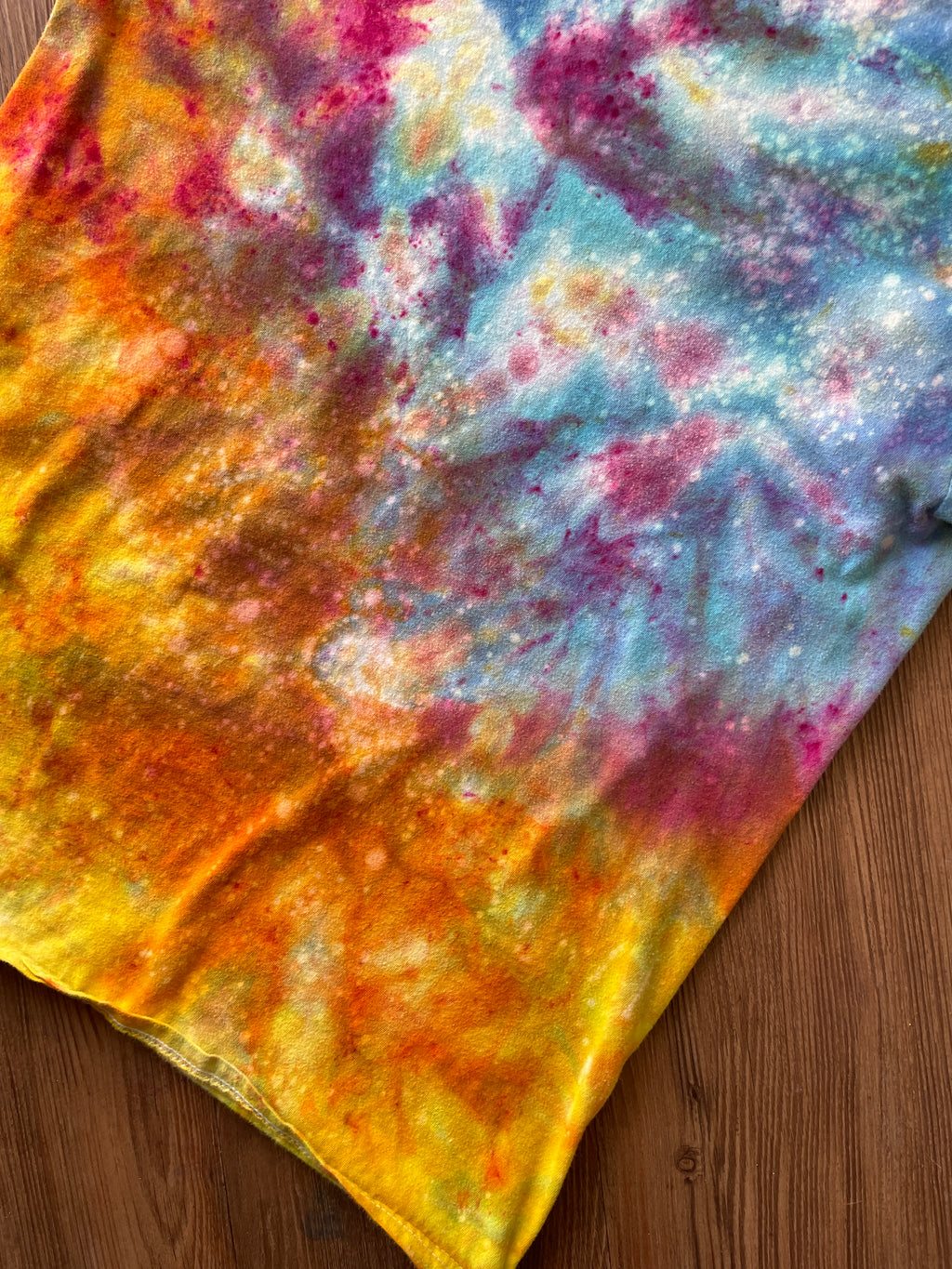 MEDIUM Men's Sunrise Galaxy Tie Dye T-Shirt | Blue, Pink and Yellow Ice Dye Short Sleeve