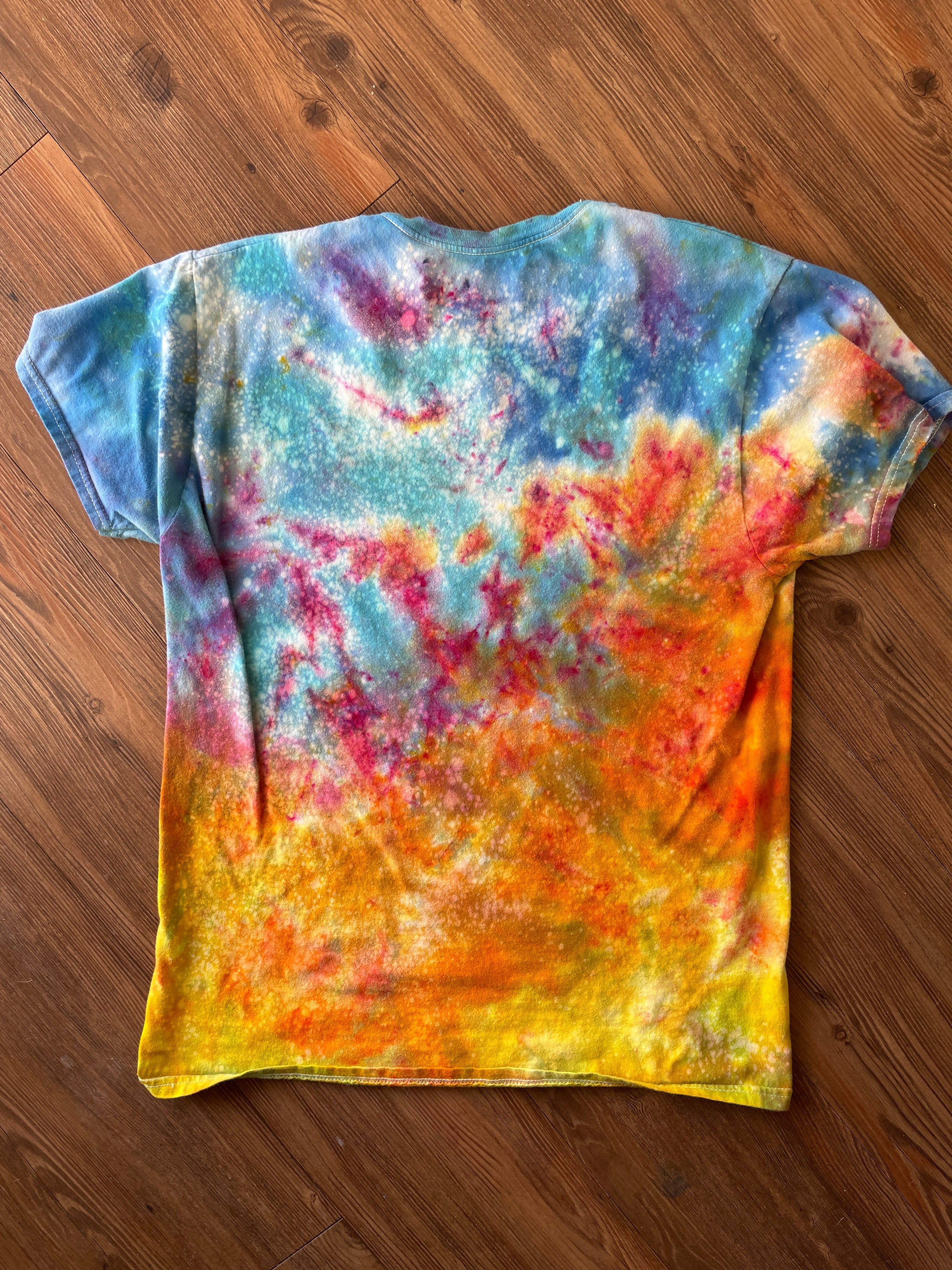 MEDIUM Men's Sunrise Galaxy Tie Dye T-Shirt | Blue, Pink and Yellow Ice Dye Short Sleeve