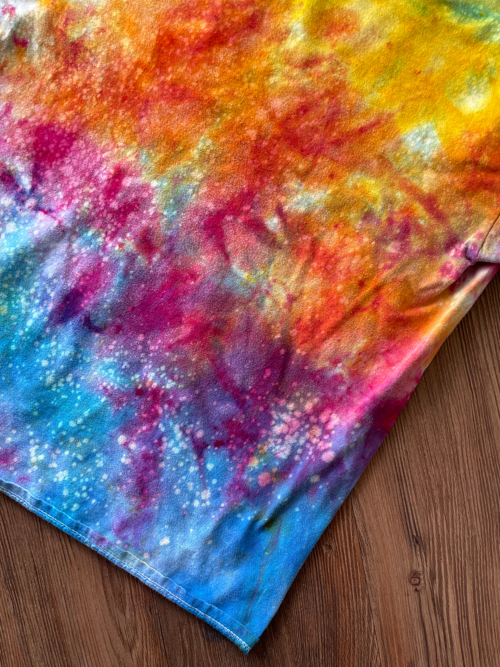 MEDIUM Men's Sunrise Galaxy Tie Dye T-Shirt | Blue, Pink and Yellow Ice Dye Short Sleeve