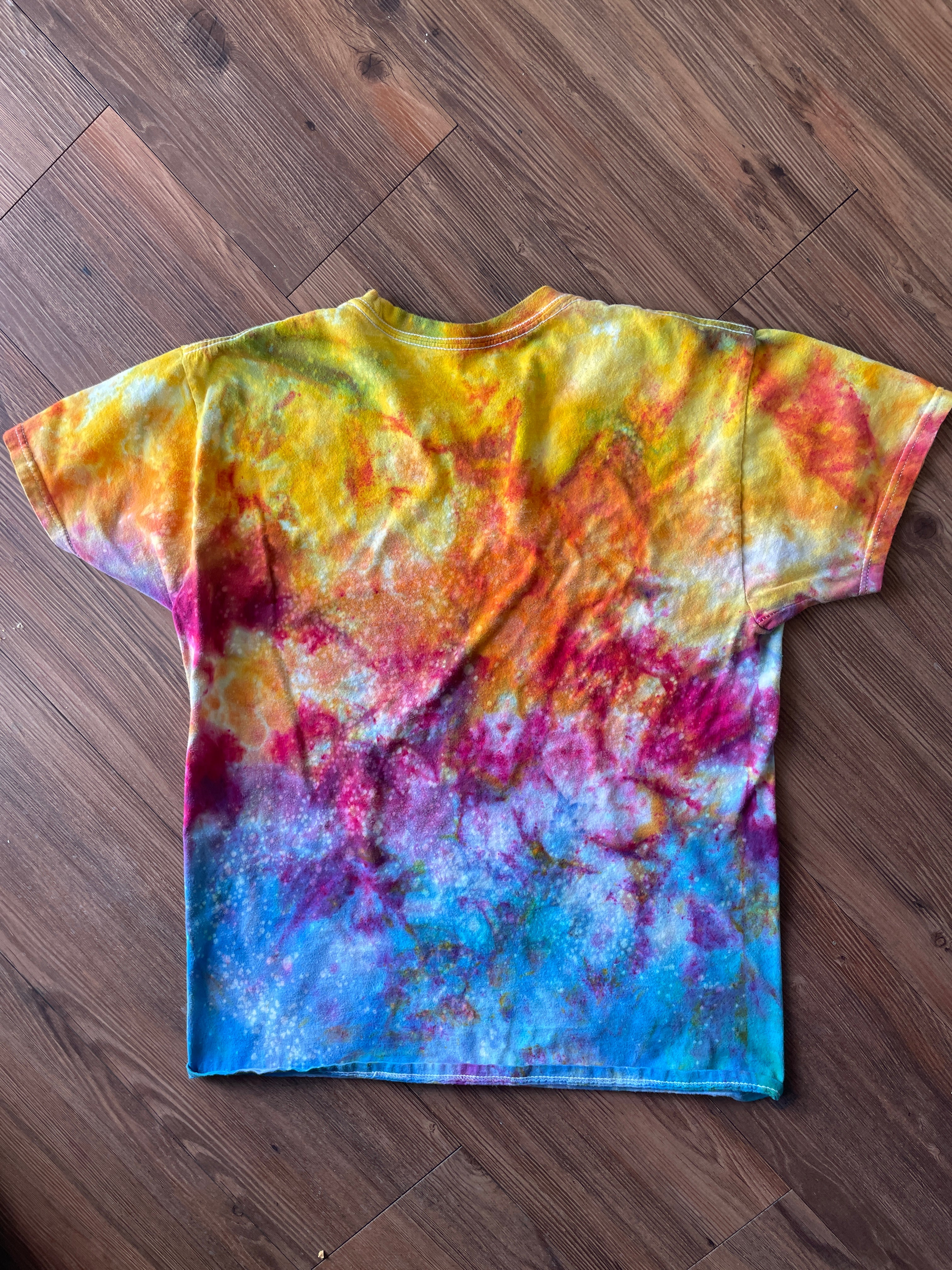 MEDIUM Men's Sunrise Galaxy Tie Dye T-Shirt | Blue, Pink and Yellow Ice Dye Short Sleeve