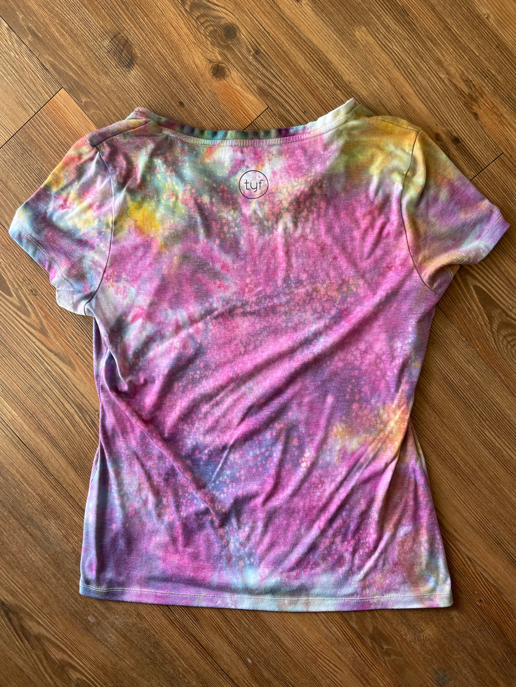 LARGE Women's HOPE Galaxy Tie Dye T-Shirt | Pink and Purple Ice Dye Short Sleeve