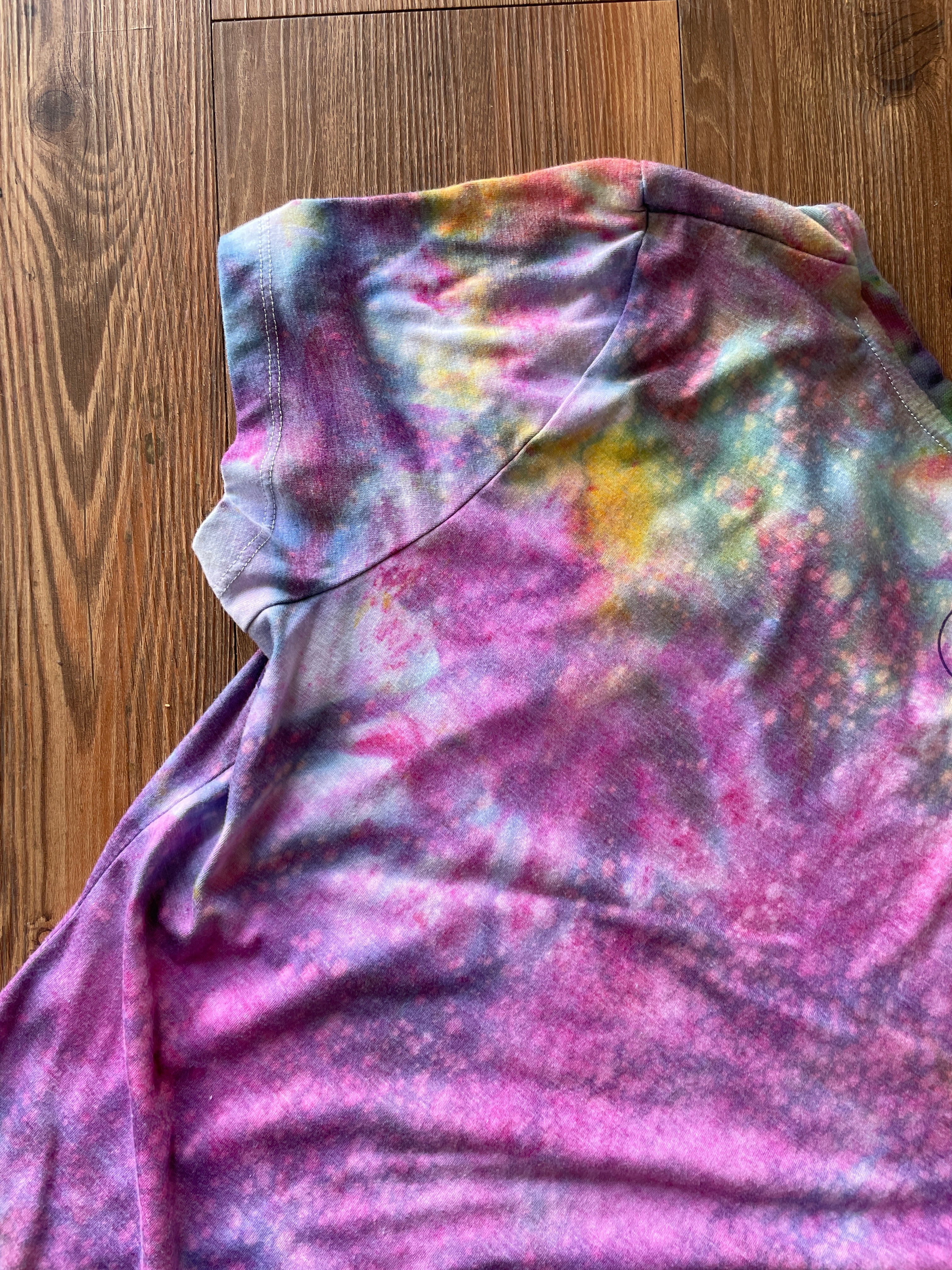 LARGE Women's HOPE Galaxy Tie Dye T-Shirt | Pink and Purple Ice Dye Short Sleeve