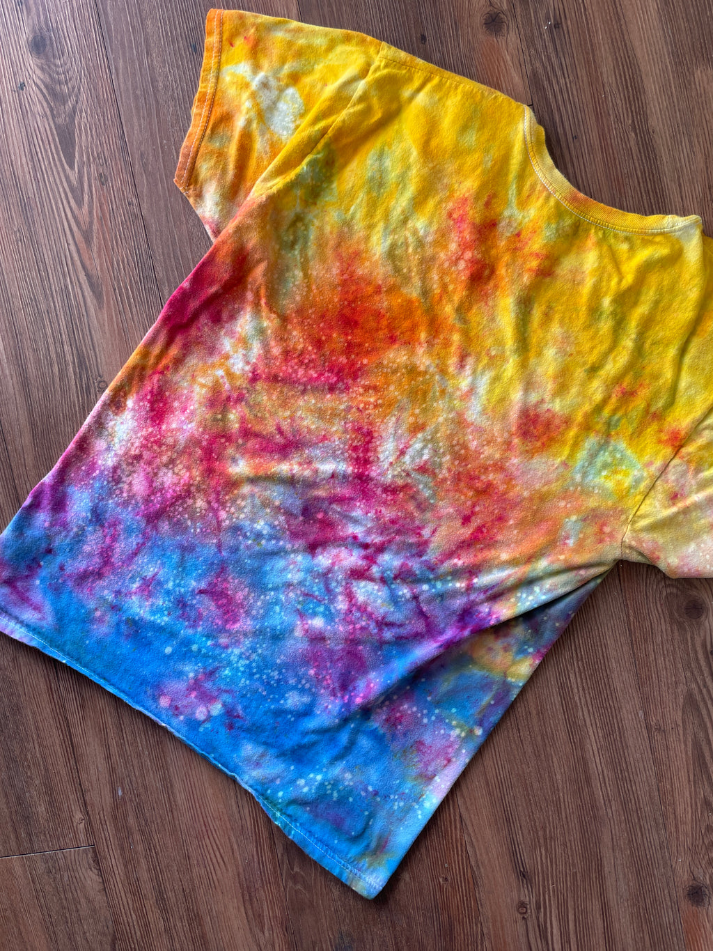 MEDIUM Men's Sunrise Galaxy Tie Dye T-Shirt | Blue, Pink and Yellow Ice Dye Short Sleeve