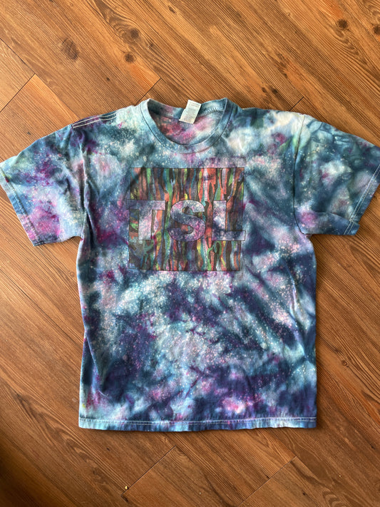 MEDIUM Men’s TSL Galaxy Tie Dye T-Shirt | Blue and Purple Ice Dye Short Sleeve