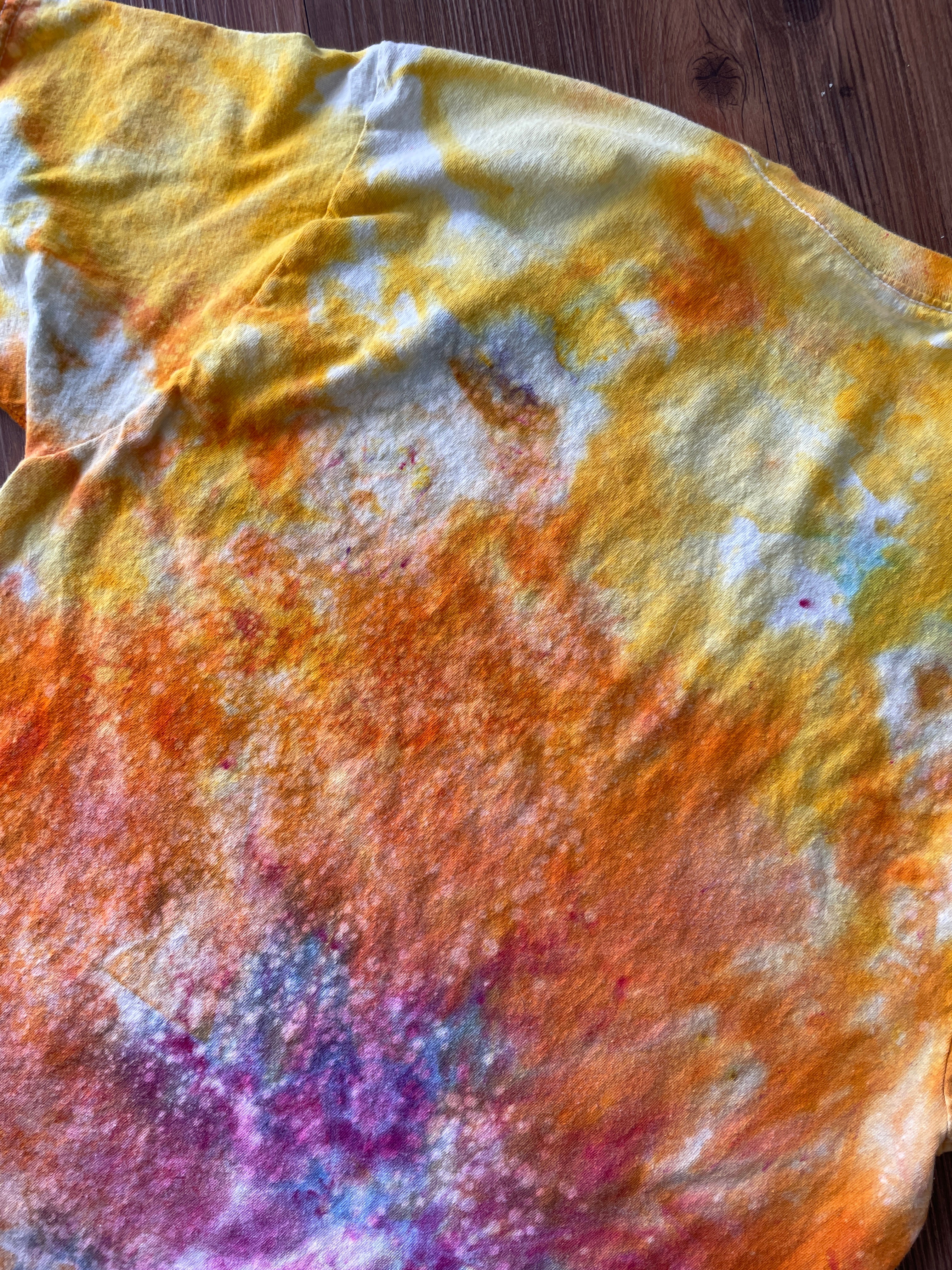 MEDIUM Men's Sunrise Galaxy Tie Dye T-Shirt | Blue, Pink and Yellow Ice Dye Short Sleeve