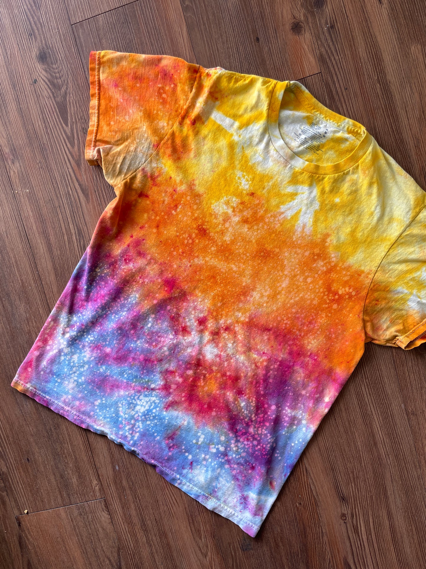 MEDIUM Men's Sunrise Galaxy Tie Dye T-Shirt | Blue, Pink and Yellow Ice Dye Short Sleeve
