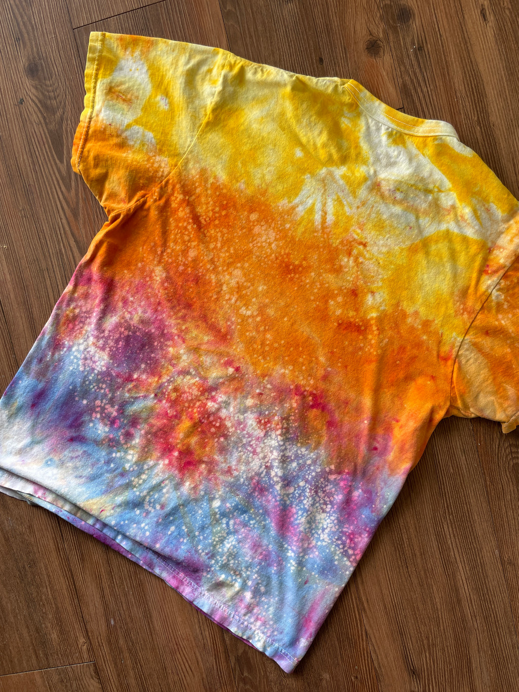 MEDIUM Men's Sunrise Galaxy Tie Dye T-Shirt | Blue, Pink and Yellow Ice Dye Short Sleeve