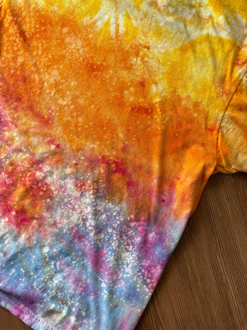 MEDIUM Men's Sunrise Galaxy Tie Dye T-Shirt | Blue, Pink and Yellow Ice Dye Short Sleeve