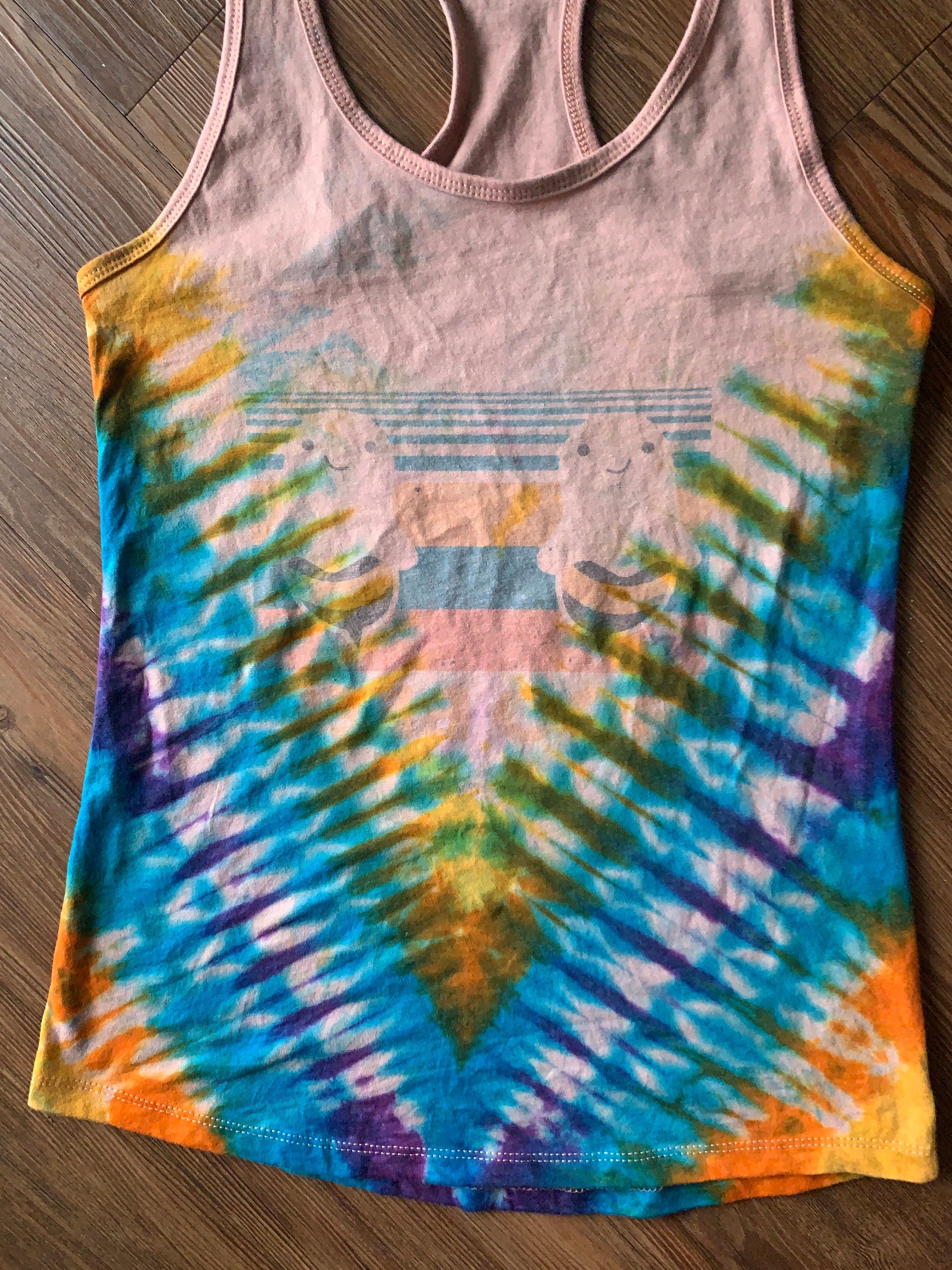 Boo-Bees Tie Dye Tank Top | Pastel Tie Dye Sleeveless Top | Women's Size Medium Racerback | Upcycled & Tie Dyed by Hand
