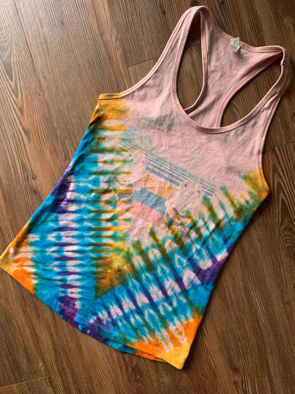 Boo-Bees Tie Dye Tank Top | Pastel Tie Dye Sleeveless Top | Women's Size Medium Racerback | Upcycled & Tie Dyed by Hand