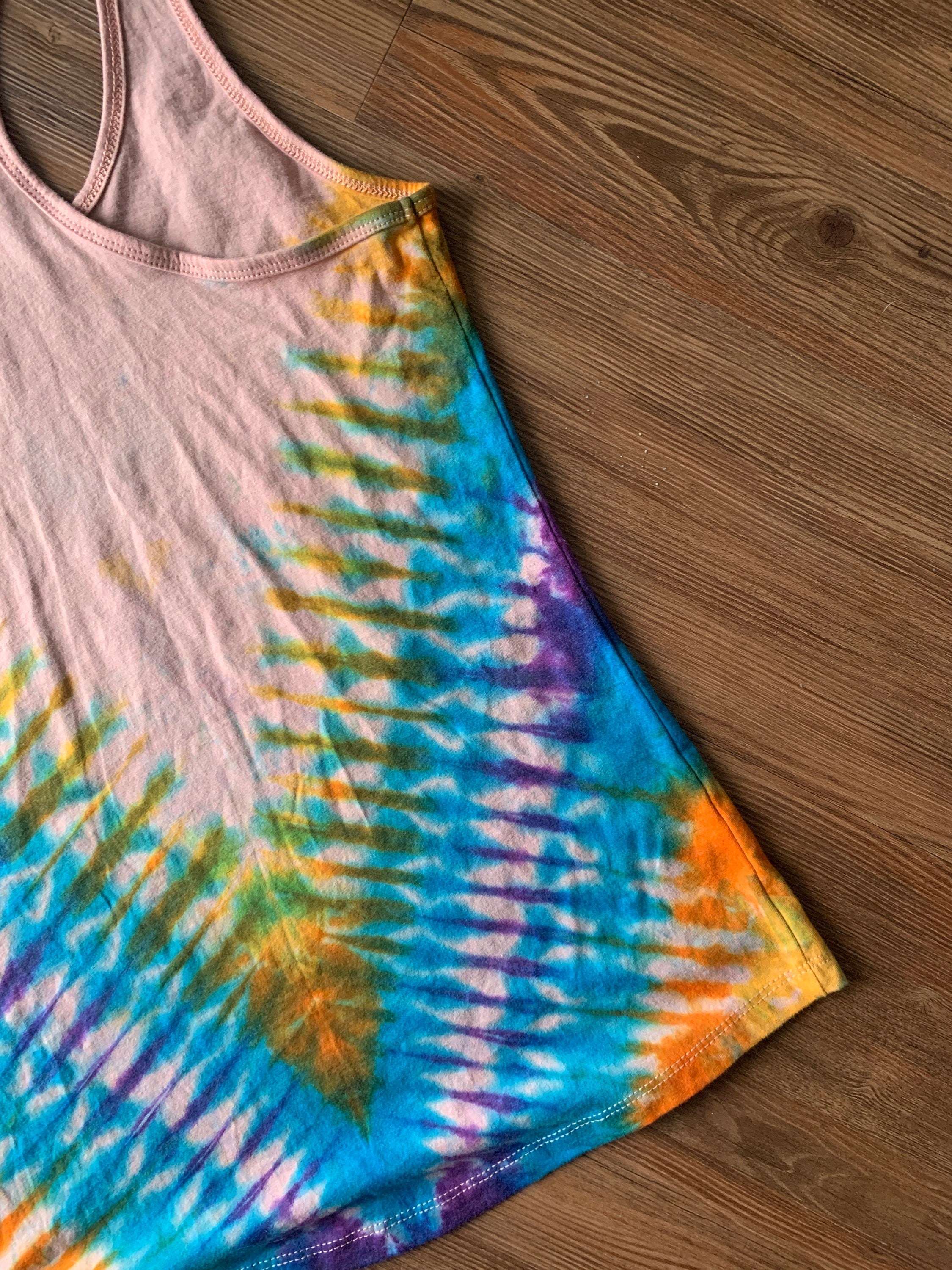 Boo-Bees Tie Dye Tank Top | Pastel Tie Dye Sleeveless Top | Women's Size Medium Racerback | Upcycled & Tie Dyed by Hand