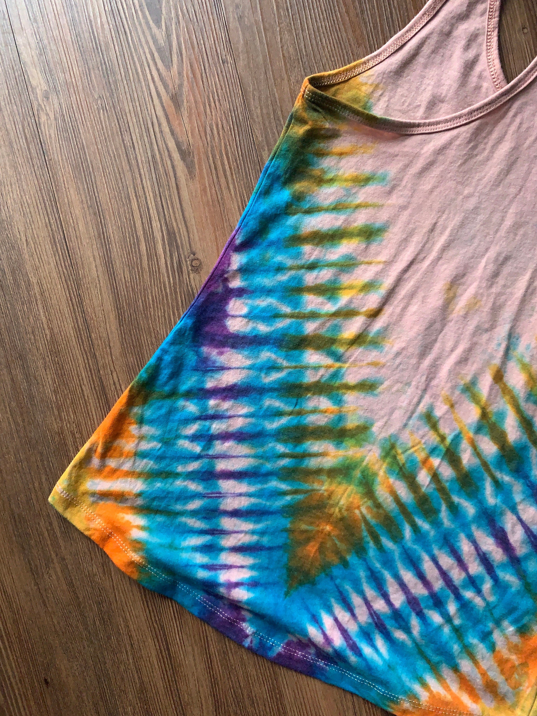 Boo-Bees Tie Dye Tank Top | Pastel Tie Dye Sleeveless Top | Women's Size Medium Racerback | Upcycled & Tie Dyed by Hand