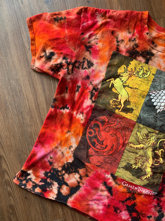 Game of Thrones Houses Handmade Reverse Tie Dye t-shirt | Bleach Acid Dye Men's L/XL Short Sleeve Top | Upcycled & Tie Dyed by Hand
