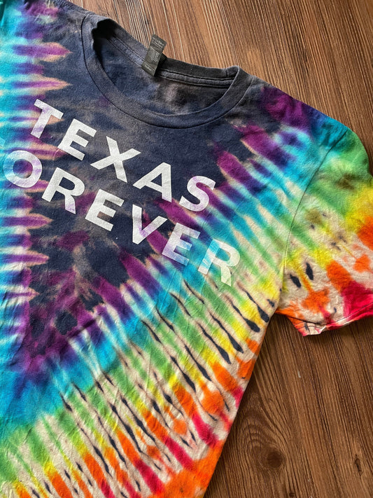 Texas Forever Reverse Tie Dye t-shirt | Friday Night Lights Rainbow Bleach Dye Short Sleeve Top Size Medium | Upcycled & Tie Dyed by Hand