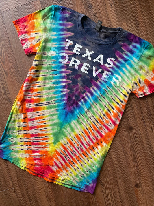 Texas Forever Reverse Tie Dye t-shirt | Friday Night Lights Rainbow Bleach Dye Short Sleeve Top Size Medium | Upcycled & Tie Dyed by Hand