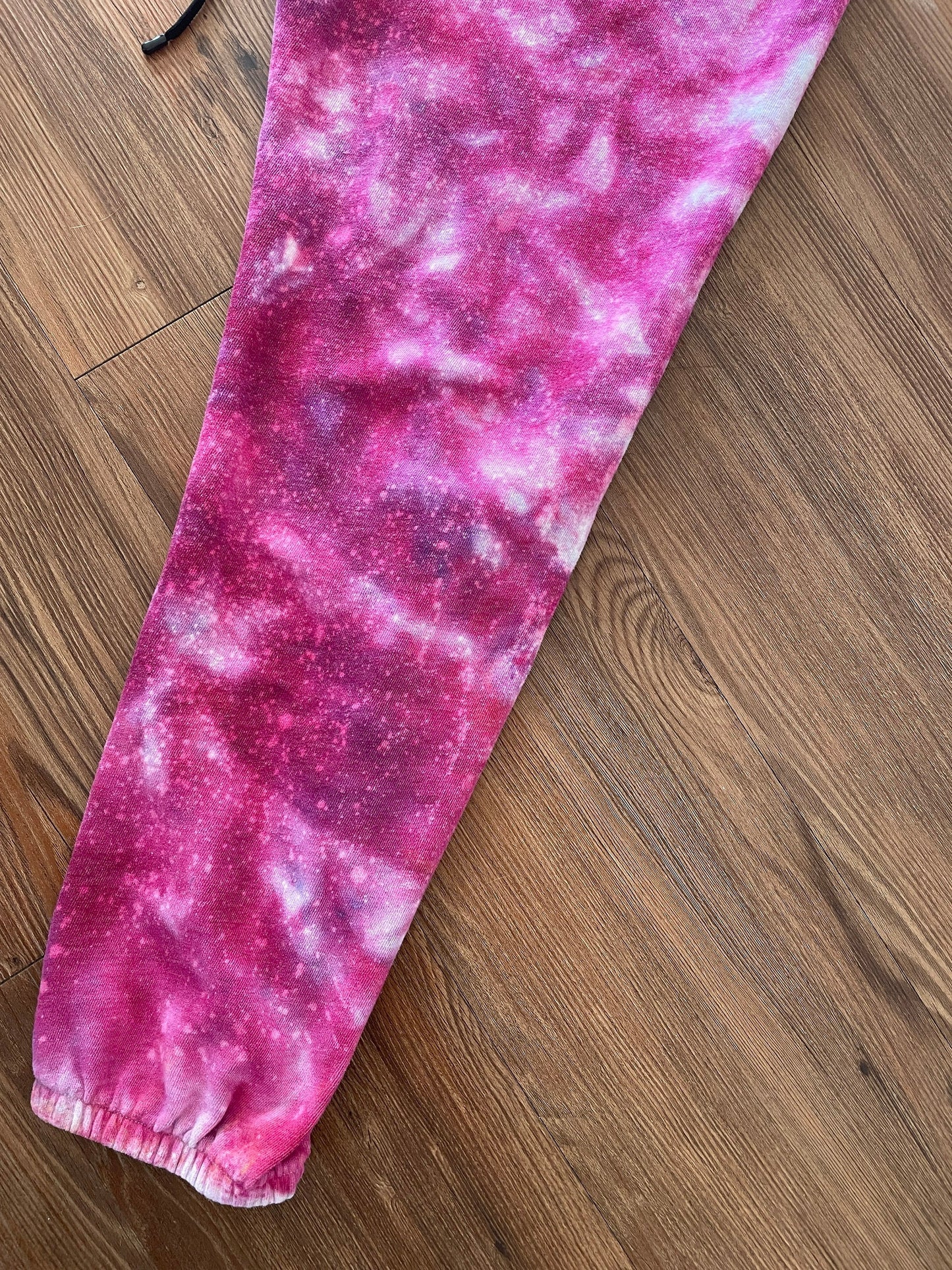 Pink Galaxy Victoria Sport Handmade Ice Dye Jogger Pants | Reverse Tie Dye Women’s Size Large Loungewear | Sustainably Made
