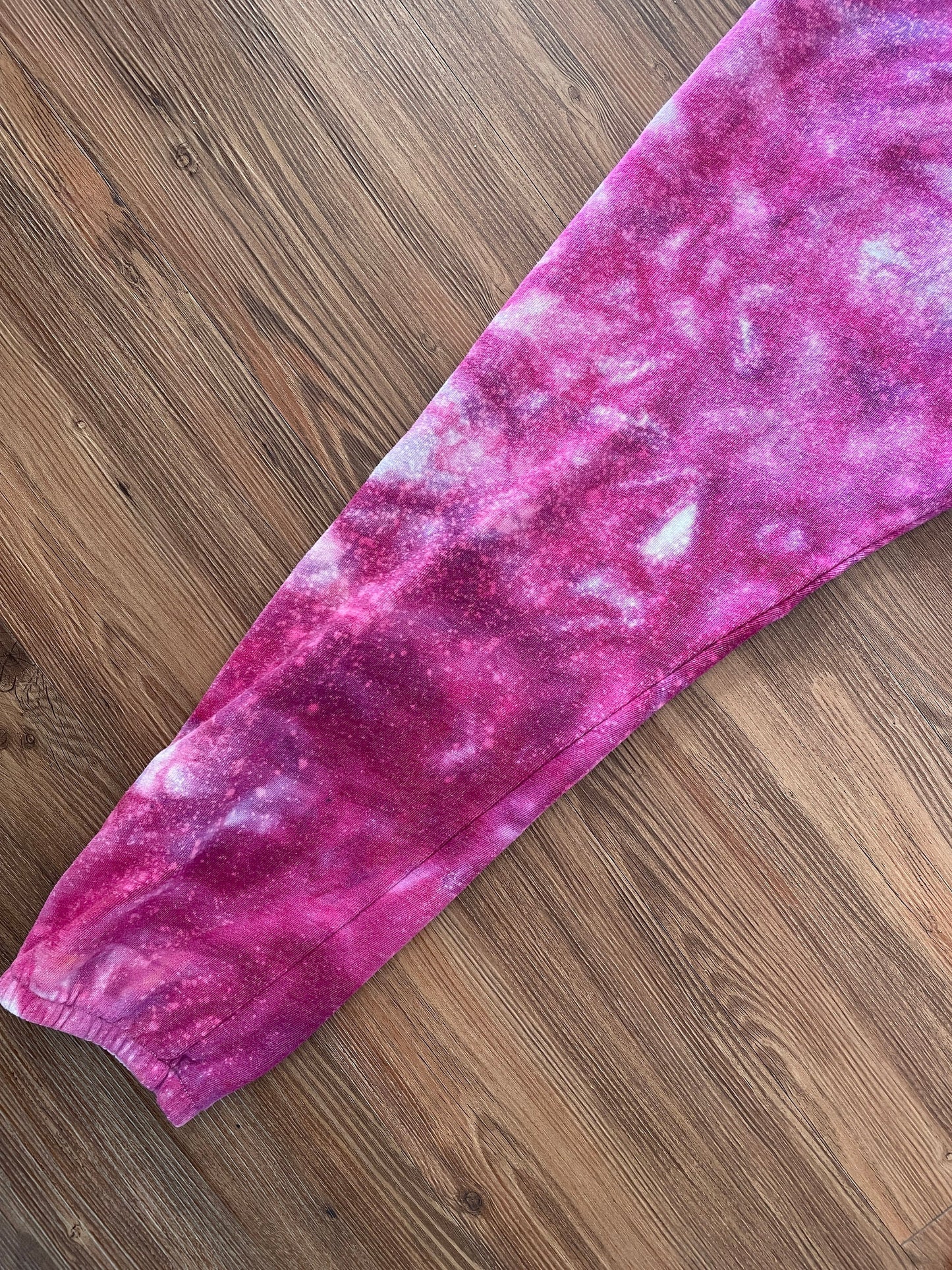 Pink Galaxy Victoria Sport Handmade Ice Dye Jogger Pants | Reverse Tie Dye Women’s Size Large Loungewear | Sustainably Made