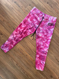 Pink Galaxy Victoria Sport Handmade Ice Dye Jogger Pants | Reverse Tie Dye Women’s Size Large Loungewear | Sustainably Made