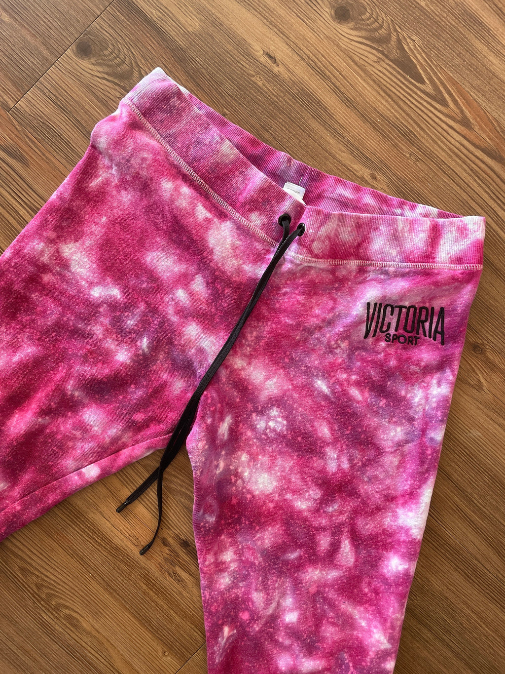 Pink Galaxy Victoria Sport Handmade Ice Dye Jogger Pants | Reverse Tie Dye Women’s Size Large Loungewear | Sustainably Made