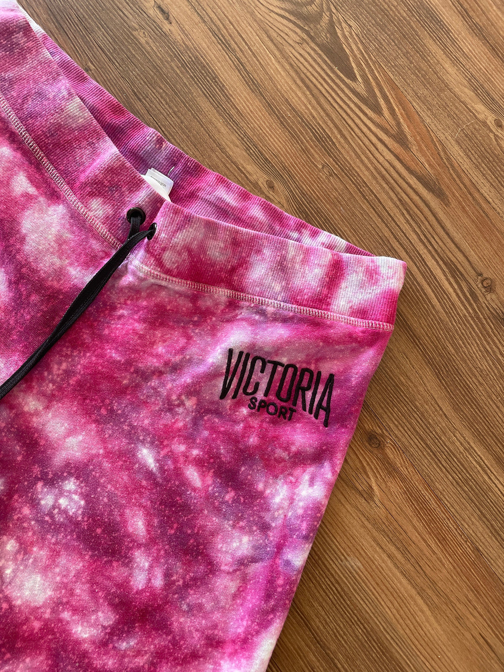 Pink Galaxy Victoria Sport Handmade Ice Dye Jogger Pants | Reverse Tie Dye Women’s Size Large Loungewear | Sustainably Made