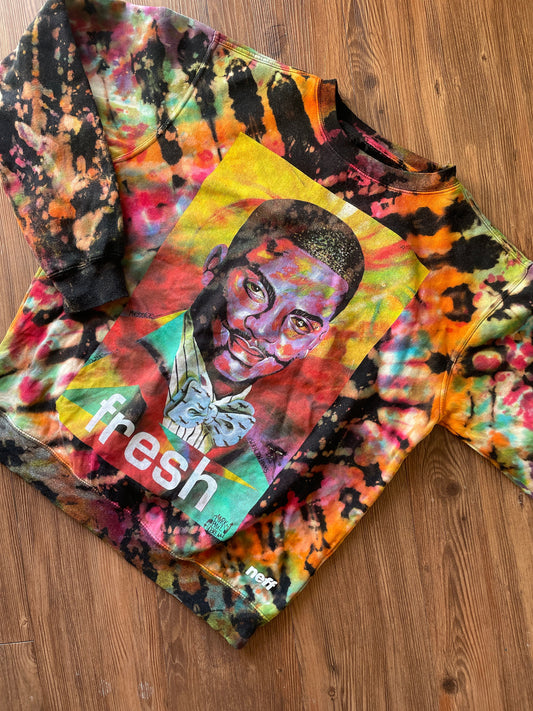 Carlton Banks Neff Handmade Reverse Tie Dye Sweatshirt | Fresh Prince 90s Bleach Dye Long Sleeve Top Unisex Size Small | Handmade & Thrifted