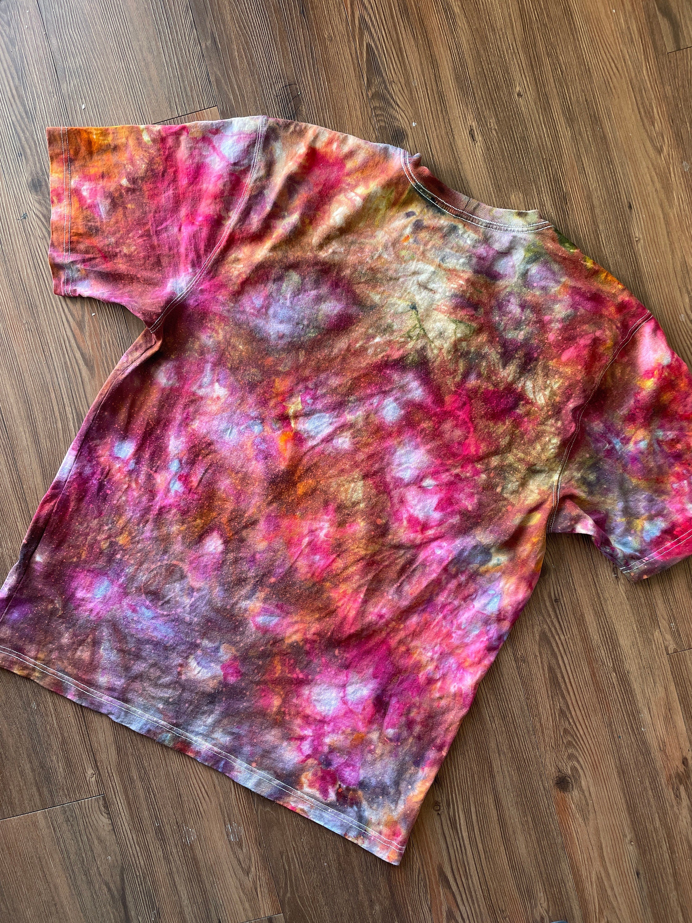 Carhartt Pocket Handmade Galaxy Tie Dye t-shirt | Oversized Loose Fit Fire Dye Ice Dye Short Sleeve Top Unisex Size Large