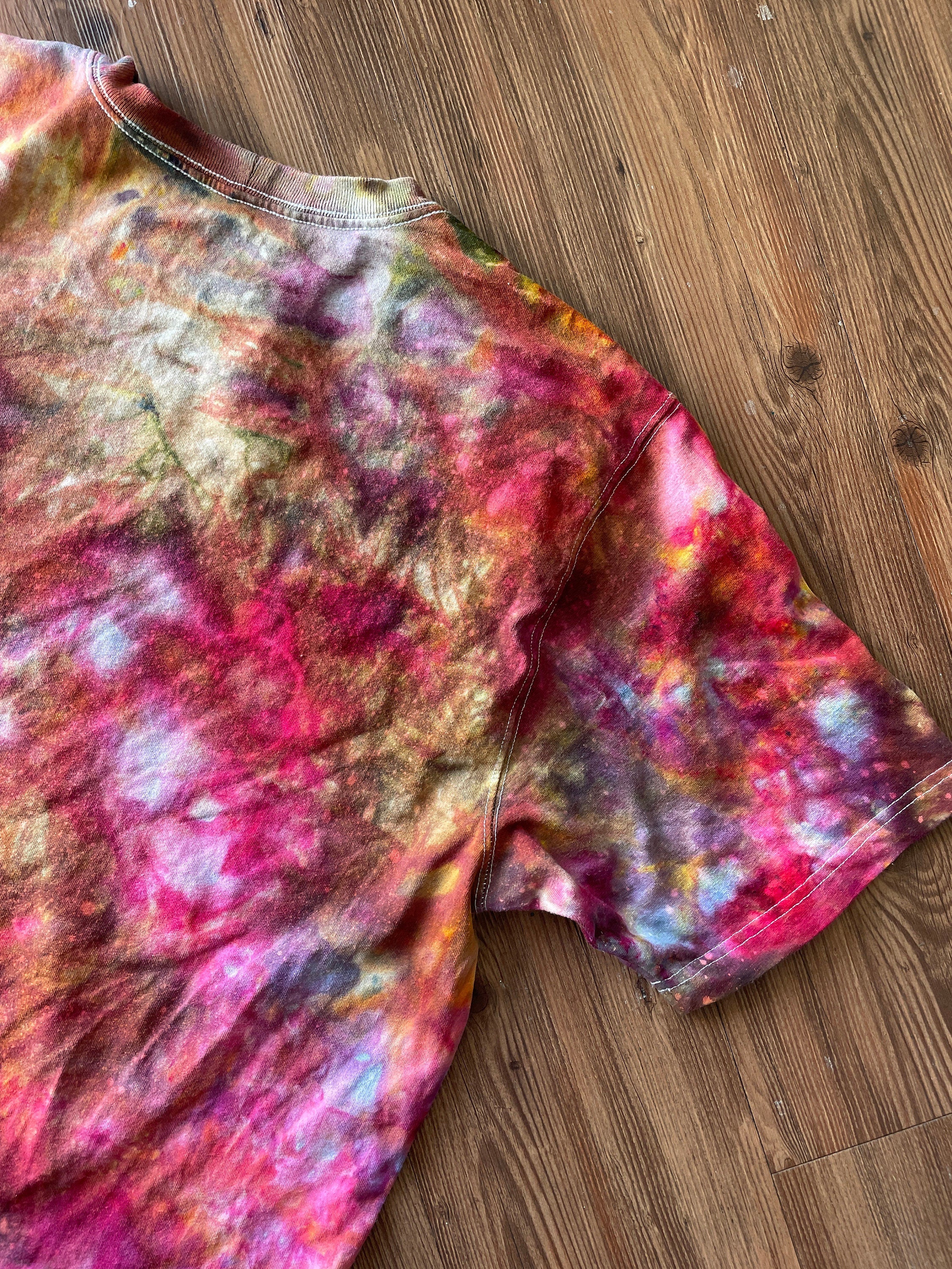 Carhartt Pocket Handmade Galaxy Tie Dye t-shirt | Oversized Loose Fit Fire Dye Ice Dye Short Sleeve Top Unisex Size Large