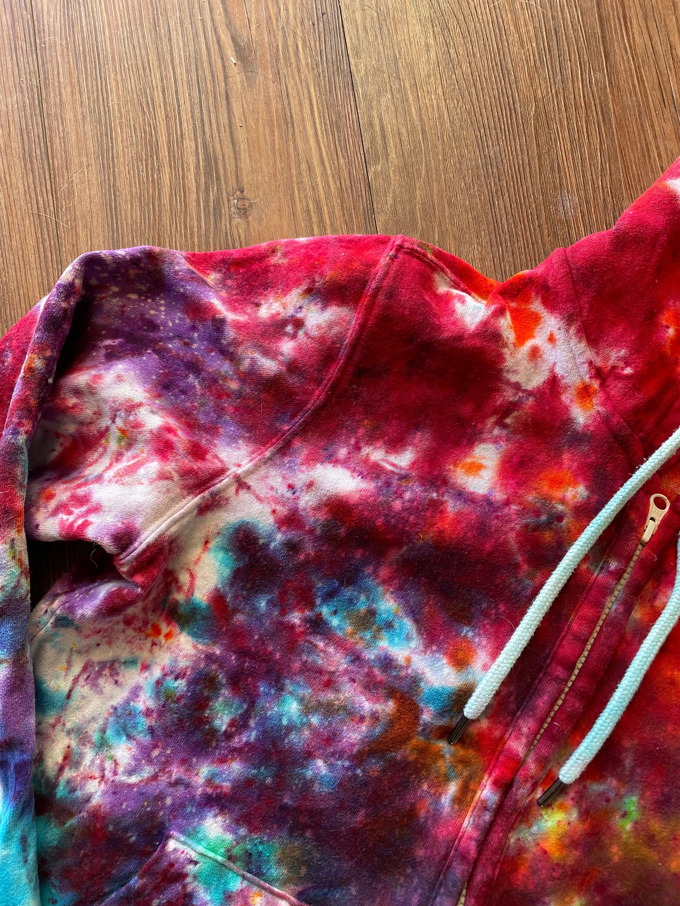The North Face Rainbow Ice Dye Zip-Up Hoodie | Upcycled Long Sleeve Top | Women's Size Medium | Handmade & Thrifted