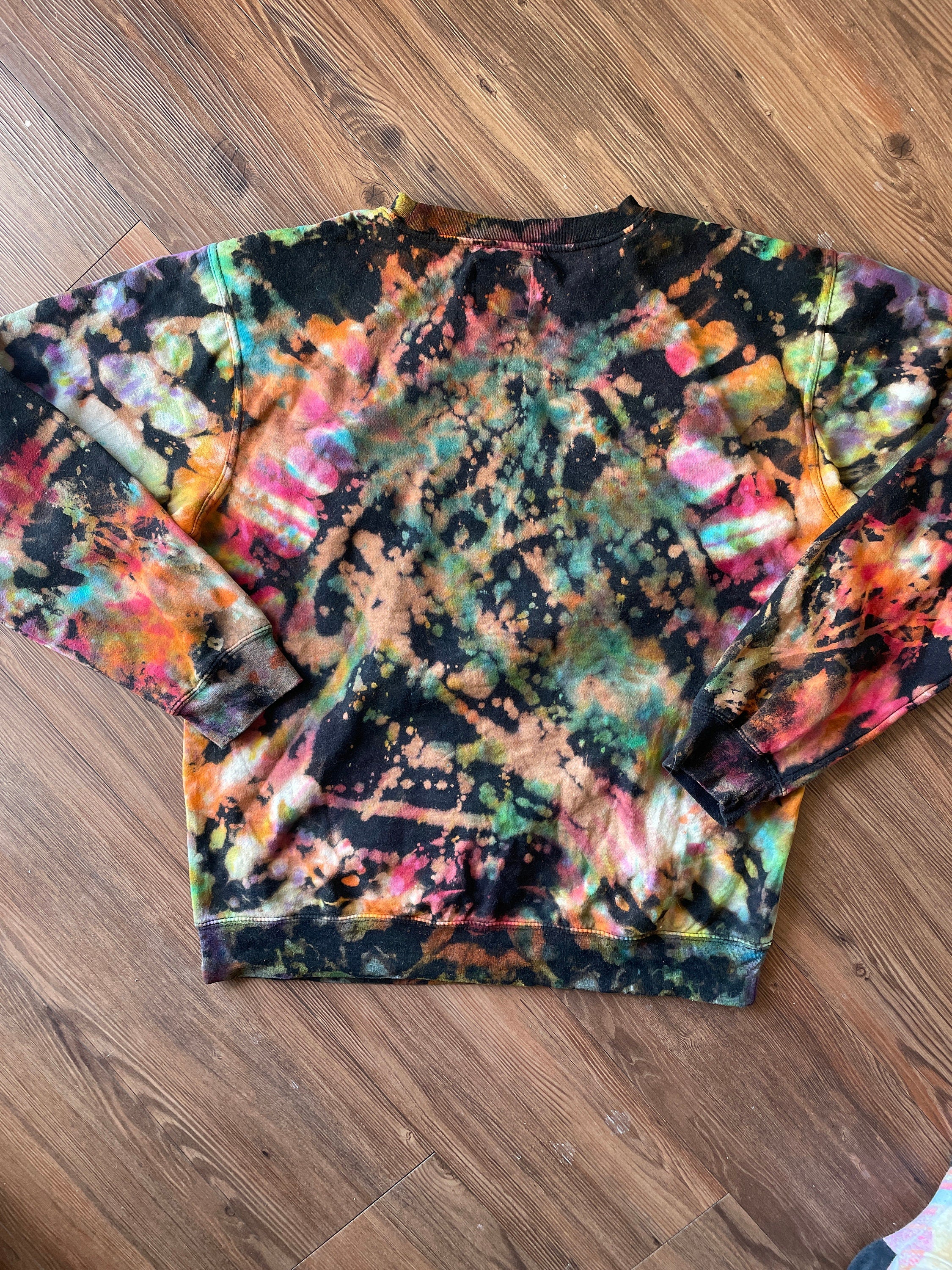 Carlton Banks Neff Handmade Reverse Tie Dye Sweatshirt | Fresh Prince 90s Bleach Dye Long Sleeve Top Unisex Size Small | Handmade & Thrifted