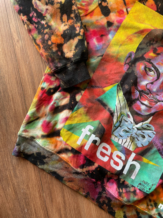 Carlton Banks Neff Handmade Reverse Tie Dye Sweatshirt | Fresh Prince 90s Bleach Dye Long Sleeve Top Unisex Size Small | Handmade & Thrifted