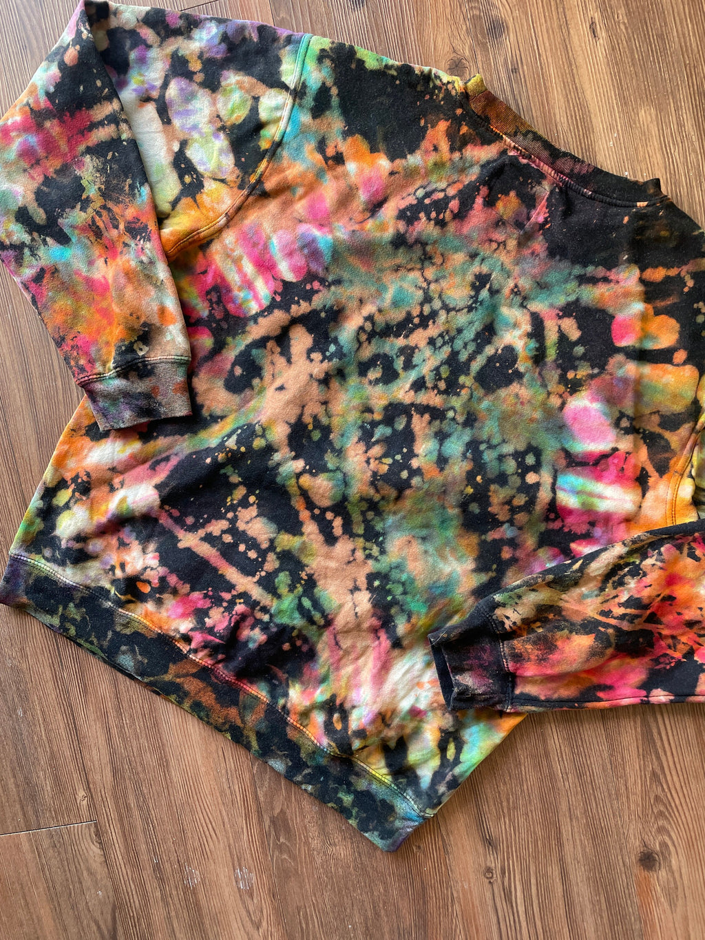 Carlton Banks Neff Handmade Reverse Tie Dye Sweatshirt | Fresh Prince 90s Bleach Dye Long Sleeve Top Unisex Size Small | Handmade & Thrifted