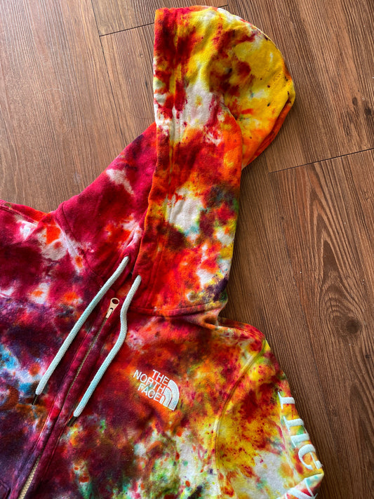 The North Face Rainbow Ice Dye Zip-Up Hoodie | Upcycled Long Sleeve Top | Women's Size Medium | Handmade & Thrifted