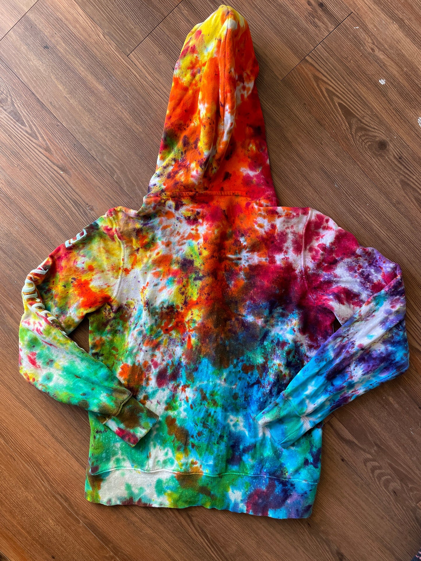 The North Face Rainbow Ice Dye Zip-Up Hoodie | Upcycled Long Sleeve Top | Women's Size Medium | Handmade & Thrifted