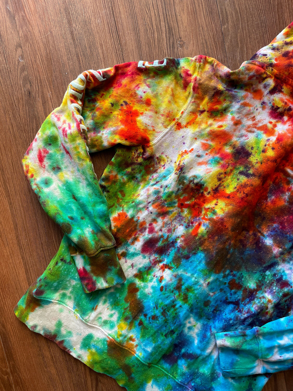 The North Face Rainbow Ice Dye Zip-Up Hoodie | Upcycled Long Sleeve Top | Women's Size Medium | Handmade & Thrifted