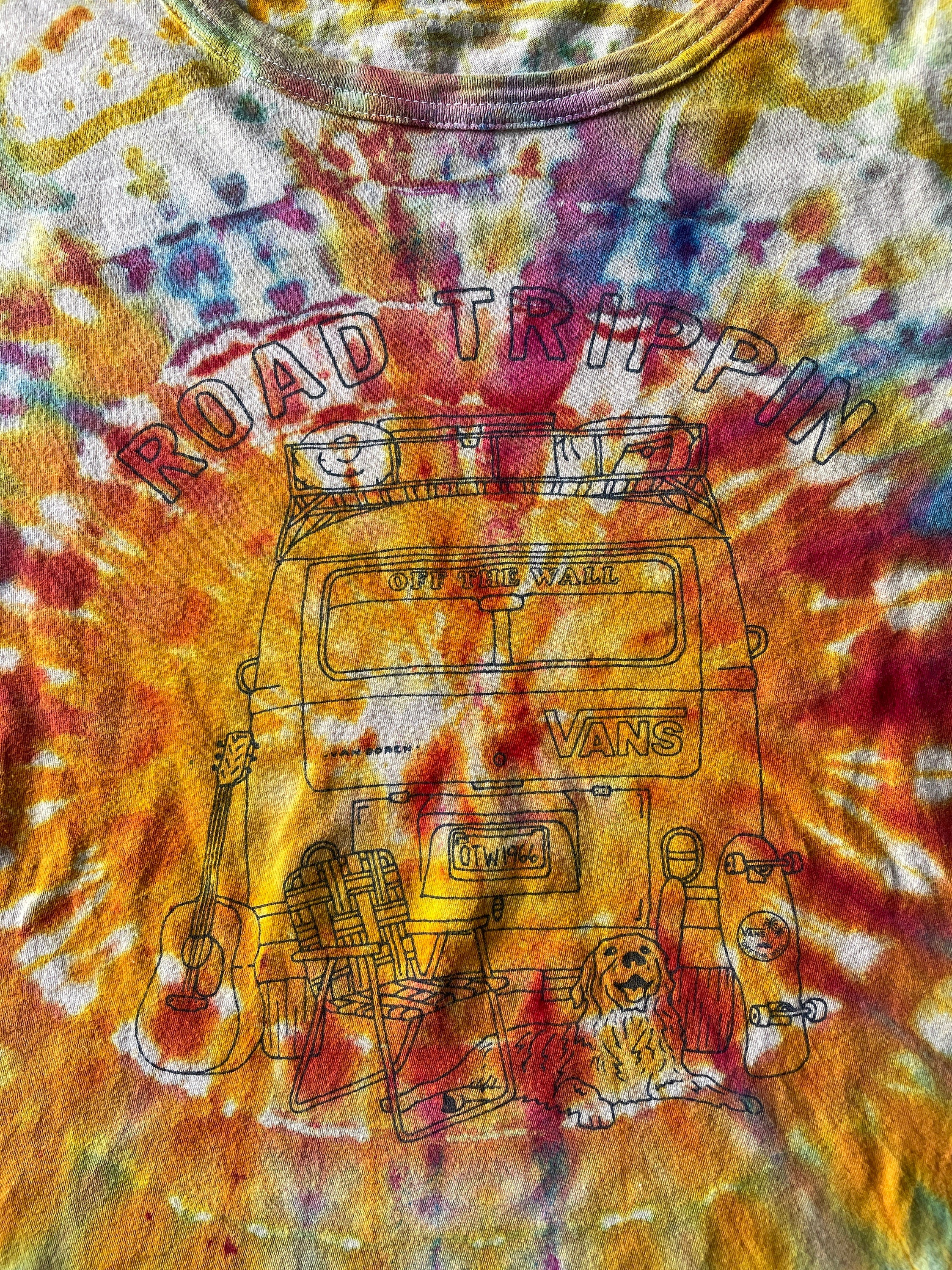 Vans Roadtrippers Handmade Ice Dye Tie Dye t-shirt | Van Life Short Sleeve Top | Women's Size Medium | Handmade & Thrifted