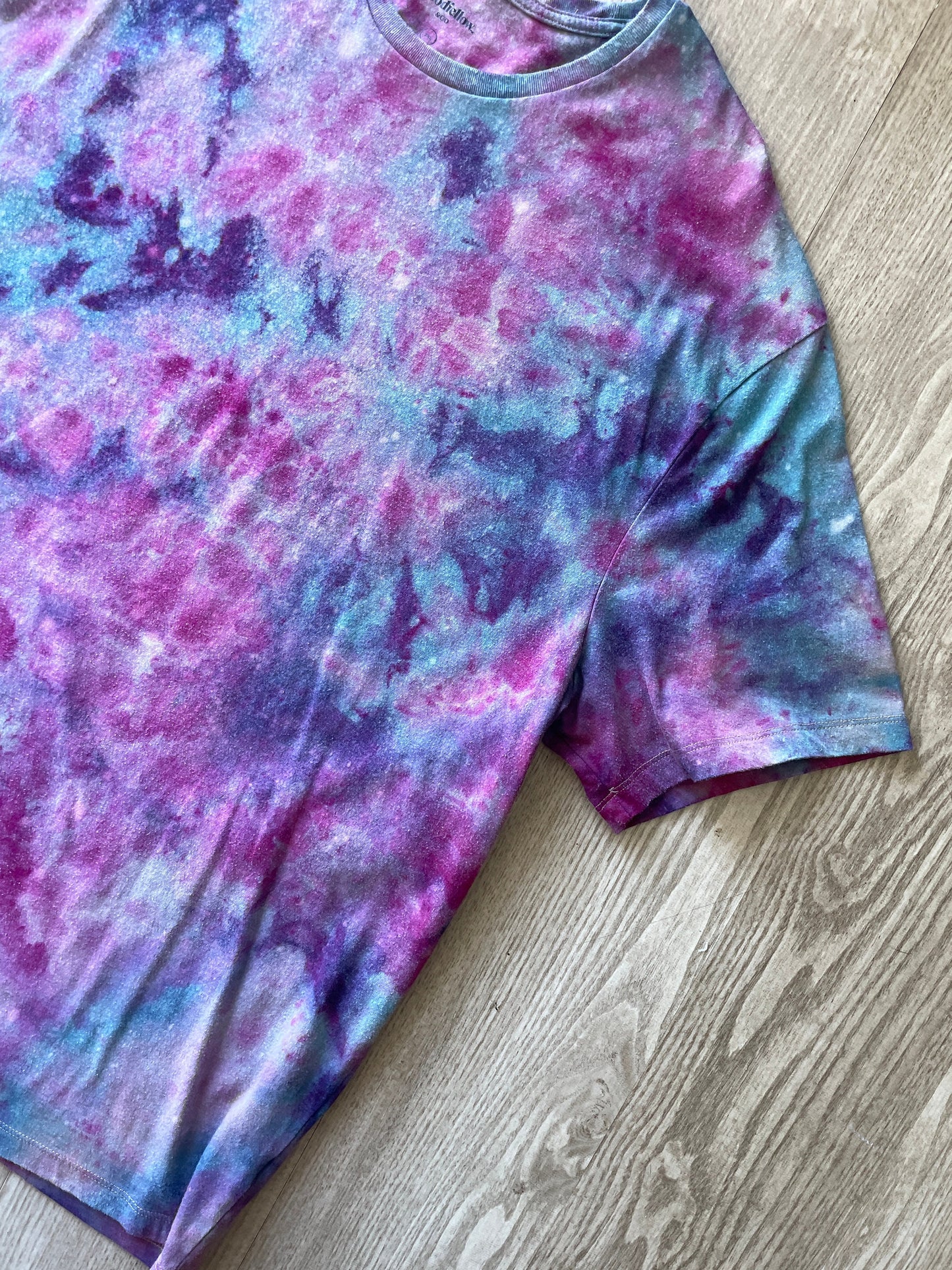 2XL Men's Handmade Galaxy Tie Dye Short Sleeve T-Shirt | One-Of-a-Kind Upcycled Blue and Purple Ice Dye Top