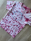 MEDIUM Men’s Mountain Hardwear Handmade Tie Dye Short Sleeve T-Shirt | One-Of-a-Kind Upcycled White and Pink "Funfetti" Crumpled Top