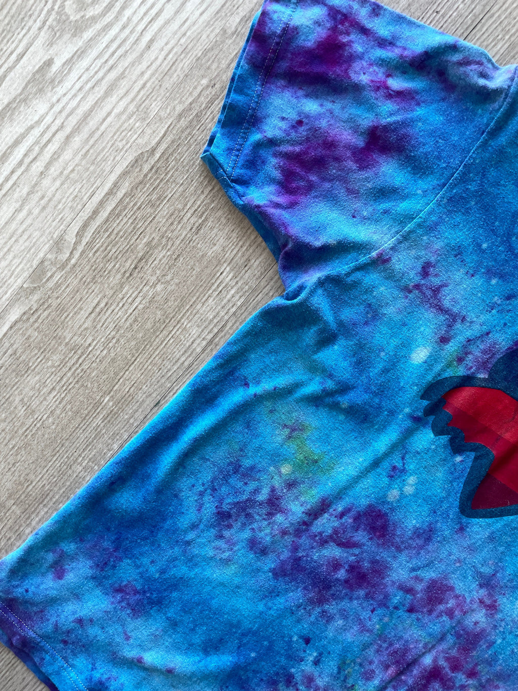 LARGE Men's Fox Racing Handmade Galaxy Ice Dye Tie Dye Short Sleeve T-Shirt | One-Of-a-Kind Upcycled Blue and Pink Ice Dye Crumpled Top