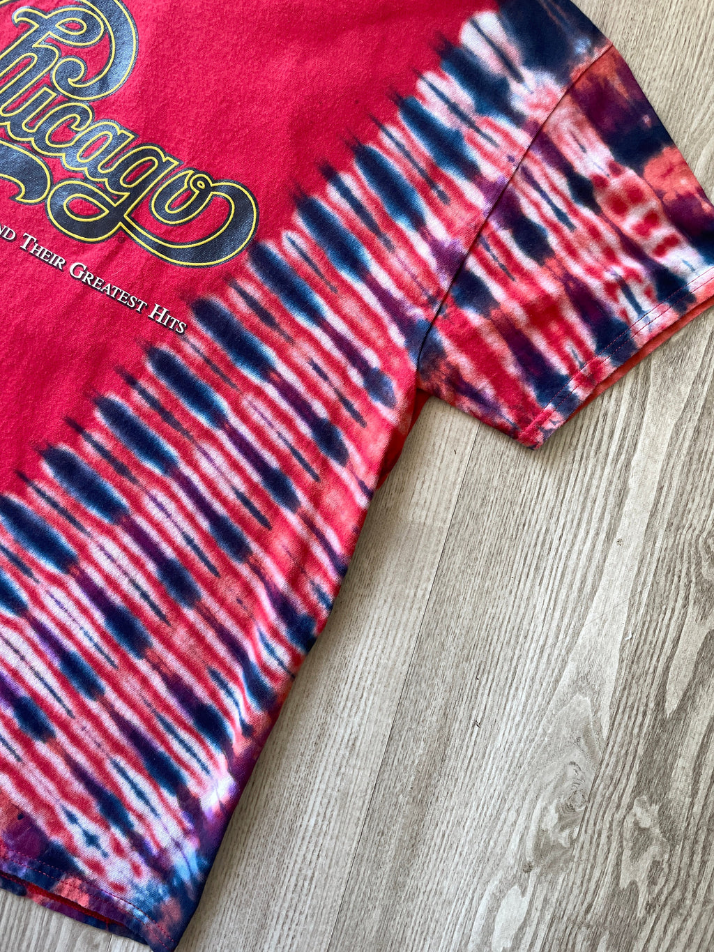 XL Men's 2019 Chicago World Tour Handmade Reverse Tie Dye Short Sleeve T-Shirt | One-Of-a-Kind Upcycled Red and Black Top