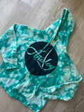MEDIUM Men's Burton Analog Design Unlikely Futures Handmade Reverse Tie Dye Full-Zip Hoodie | One-Of-a-Kind Upcycled Green Sweatshirt