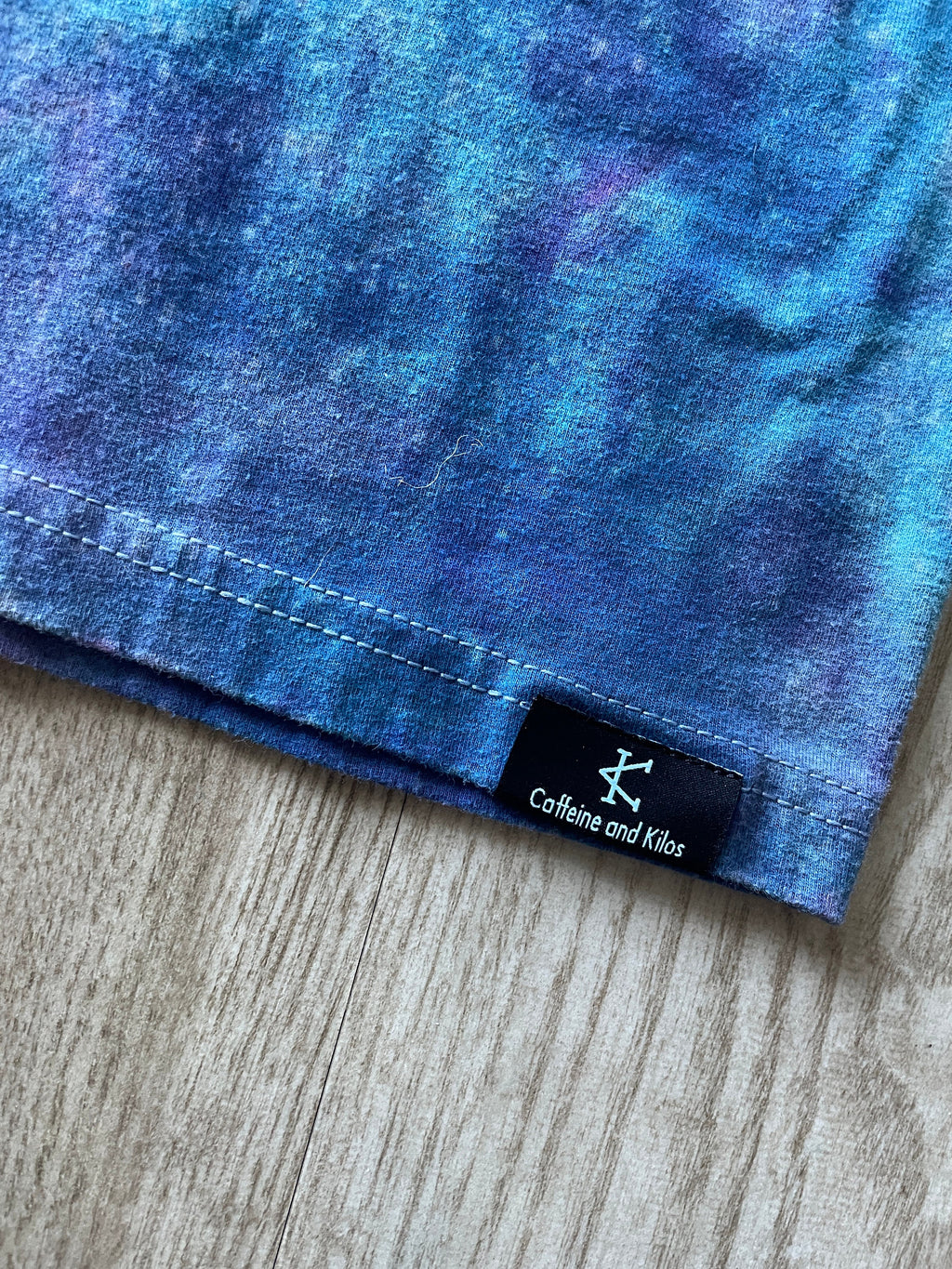 Medium Men's Hand-Printed Butterfly Galaxy Tie Dye Short Sleeve T-Shirt | Handmade One-Of-a-Kind Upcycled Blue, Purple, and Pink Ice Dye